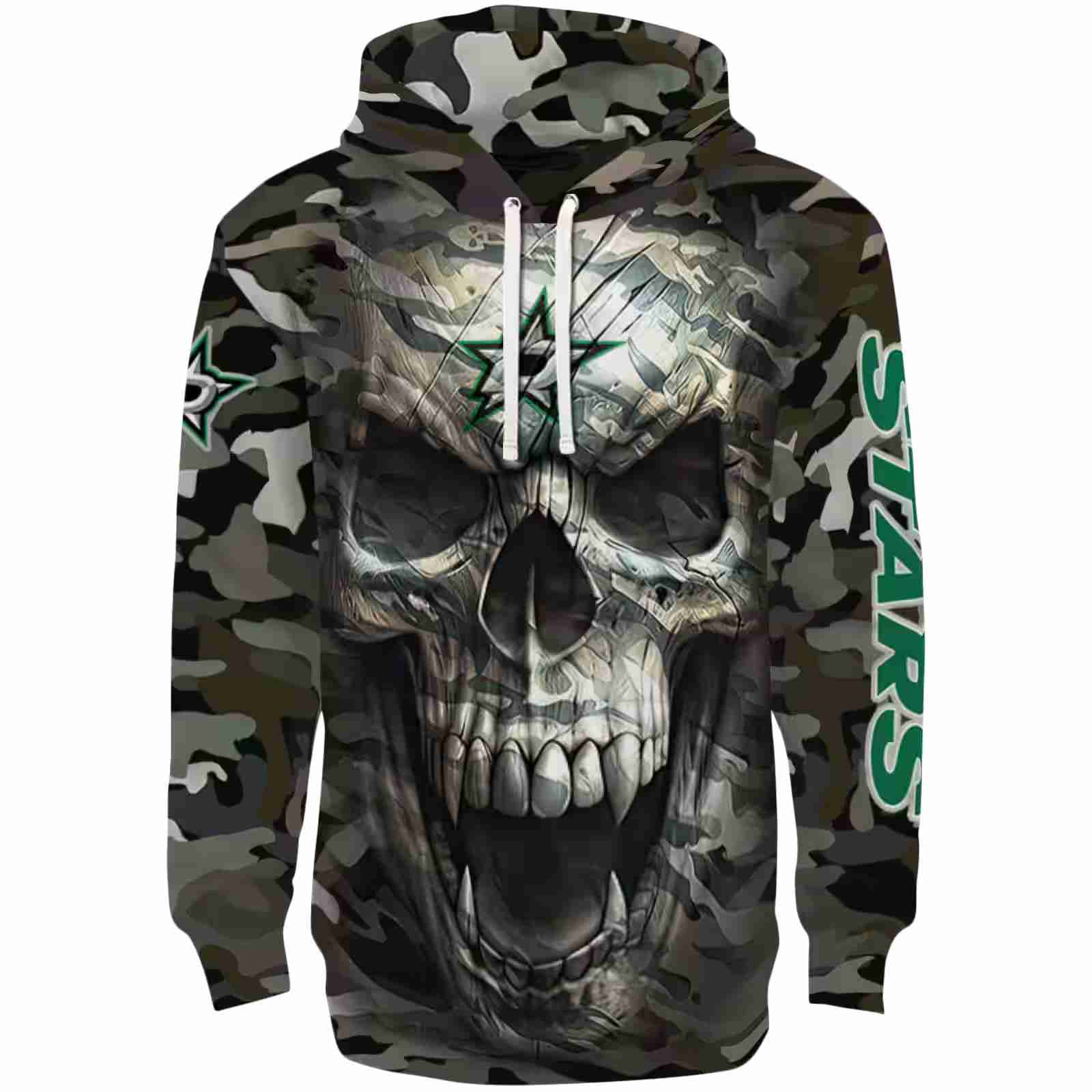 Customized Dallas Stars Camo Skull Hoodie