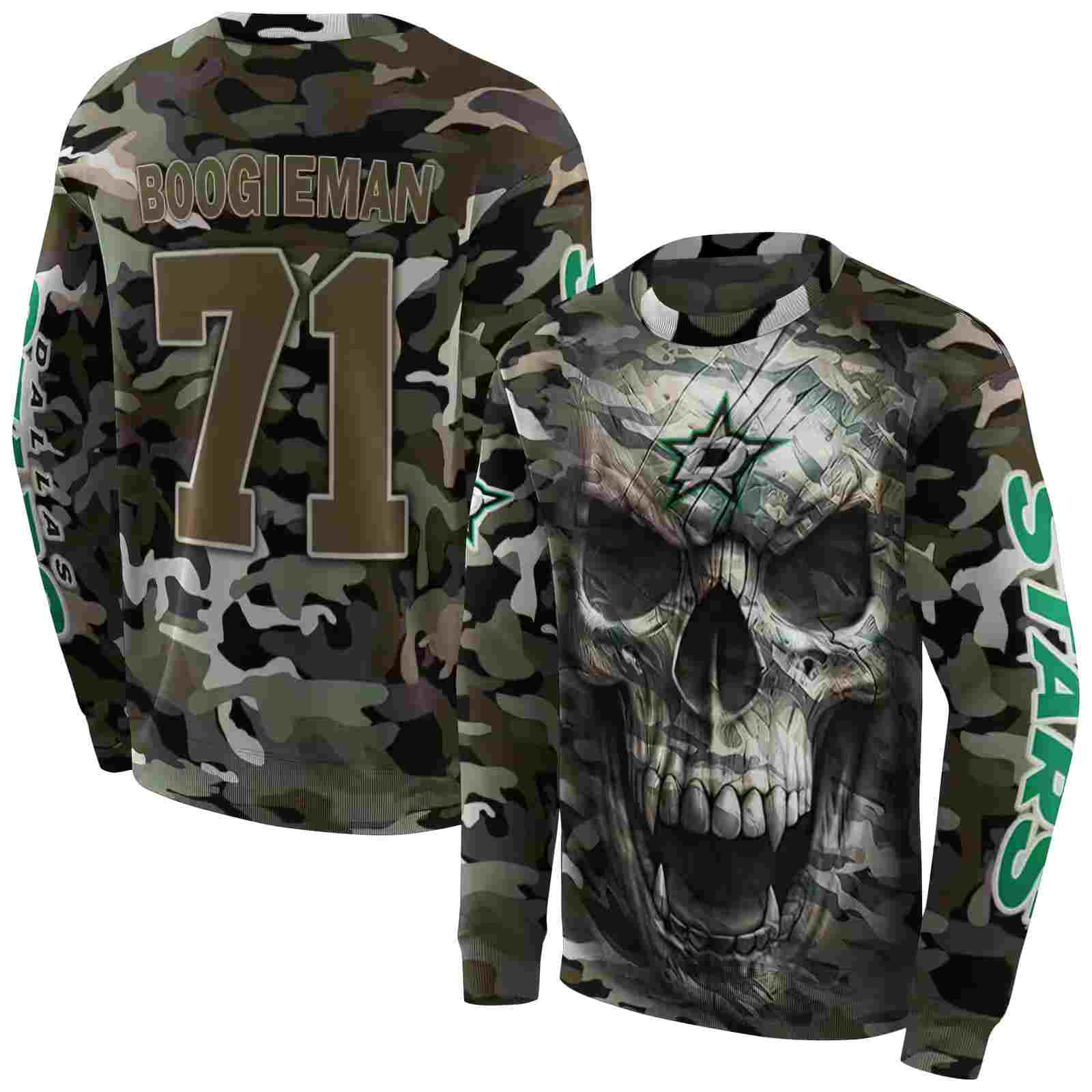 customized dallas stars camo skull hoodie premium grade