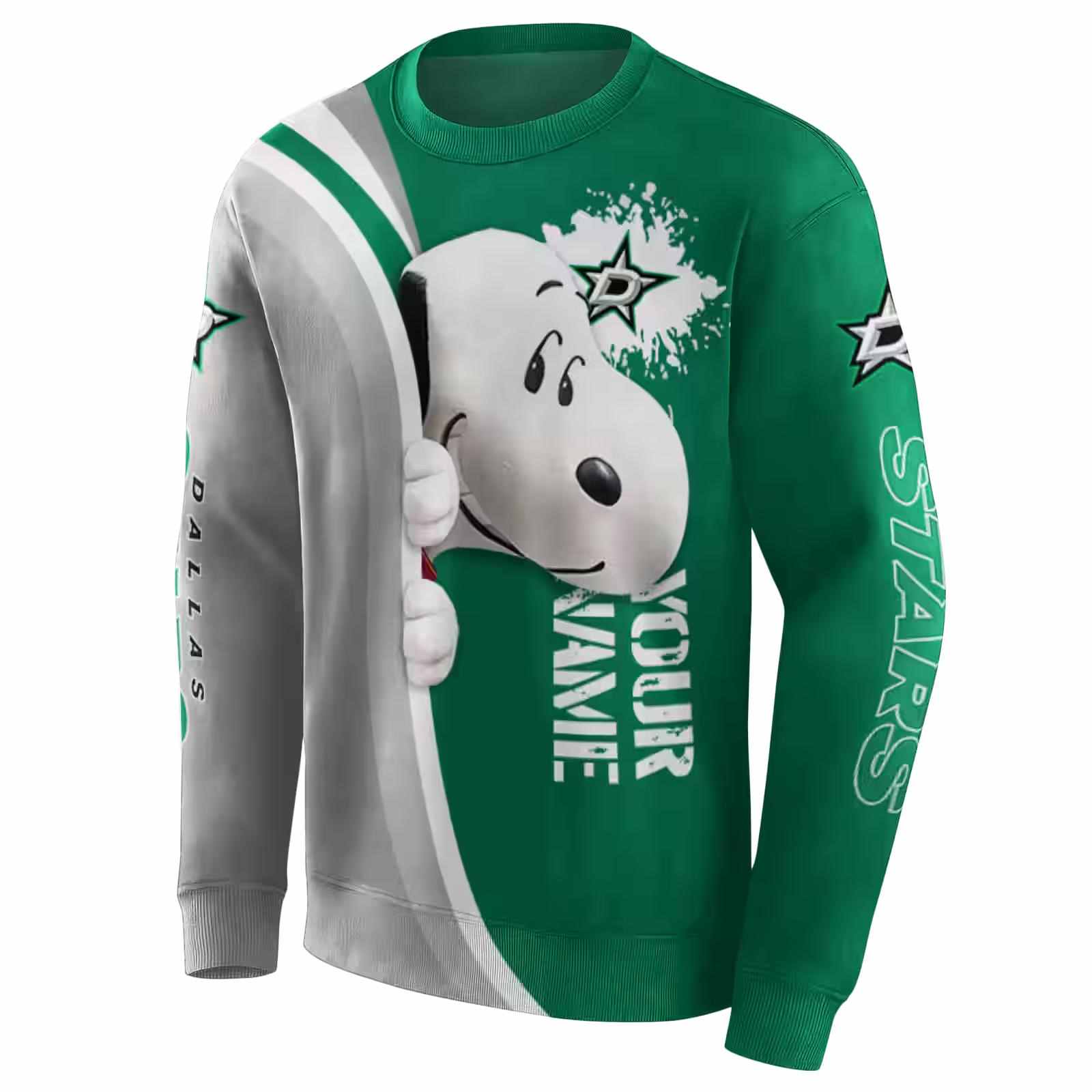 customized dallas stars peeking snoopy green hoodie new arrival