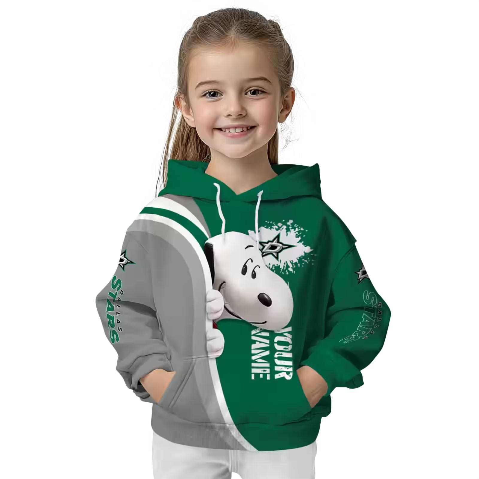 customized dallas stars peeking snoopy green hoodie top rated