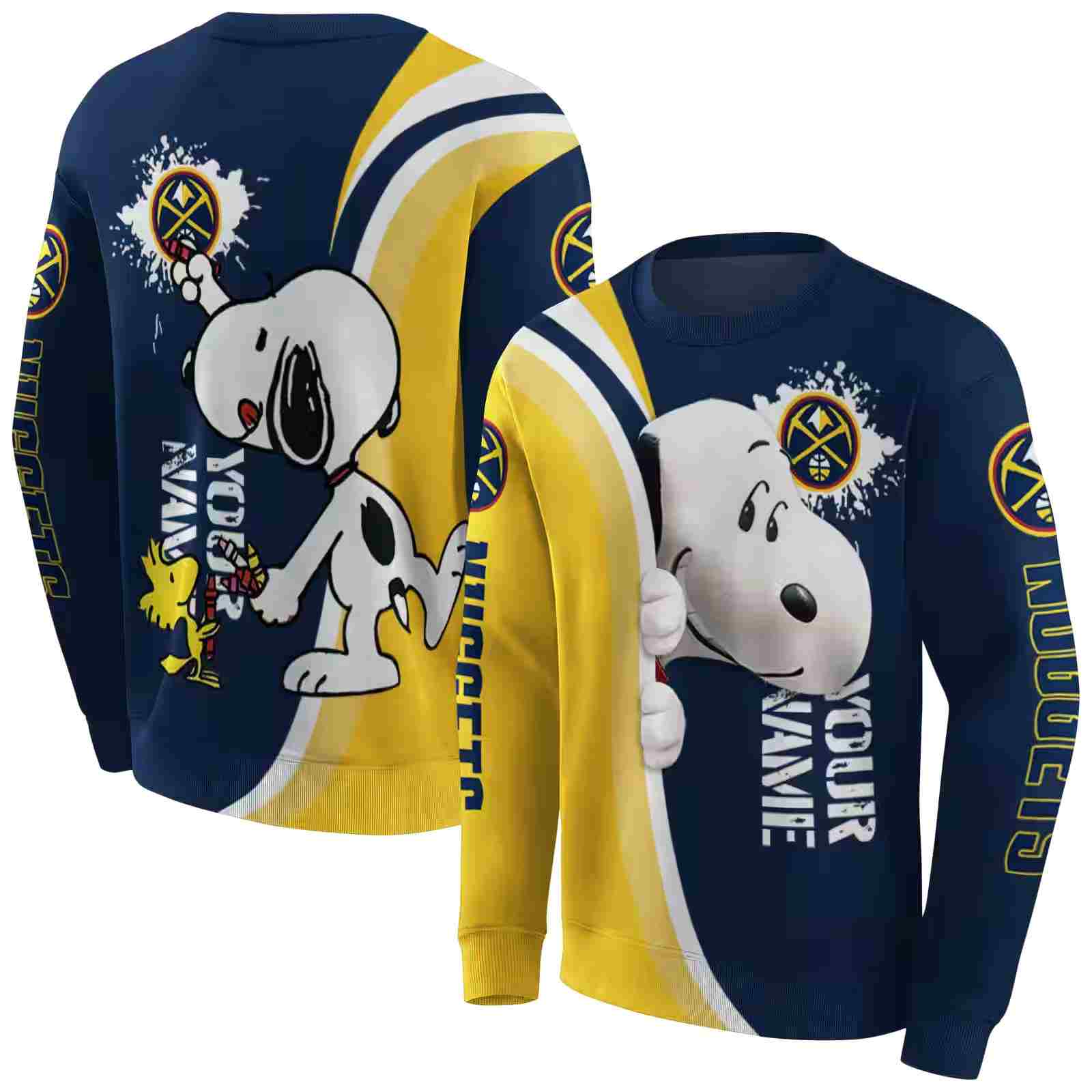 customized denver nuggets peeking snoopy blue hoodie premium grade