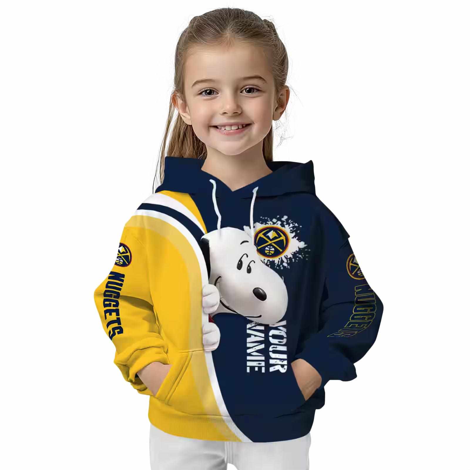 customized denver nuggets peeking snoopy blue hoodie top rated