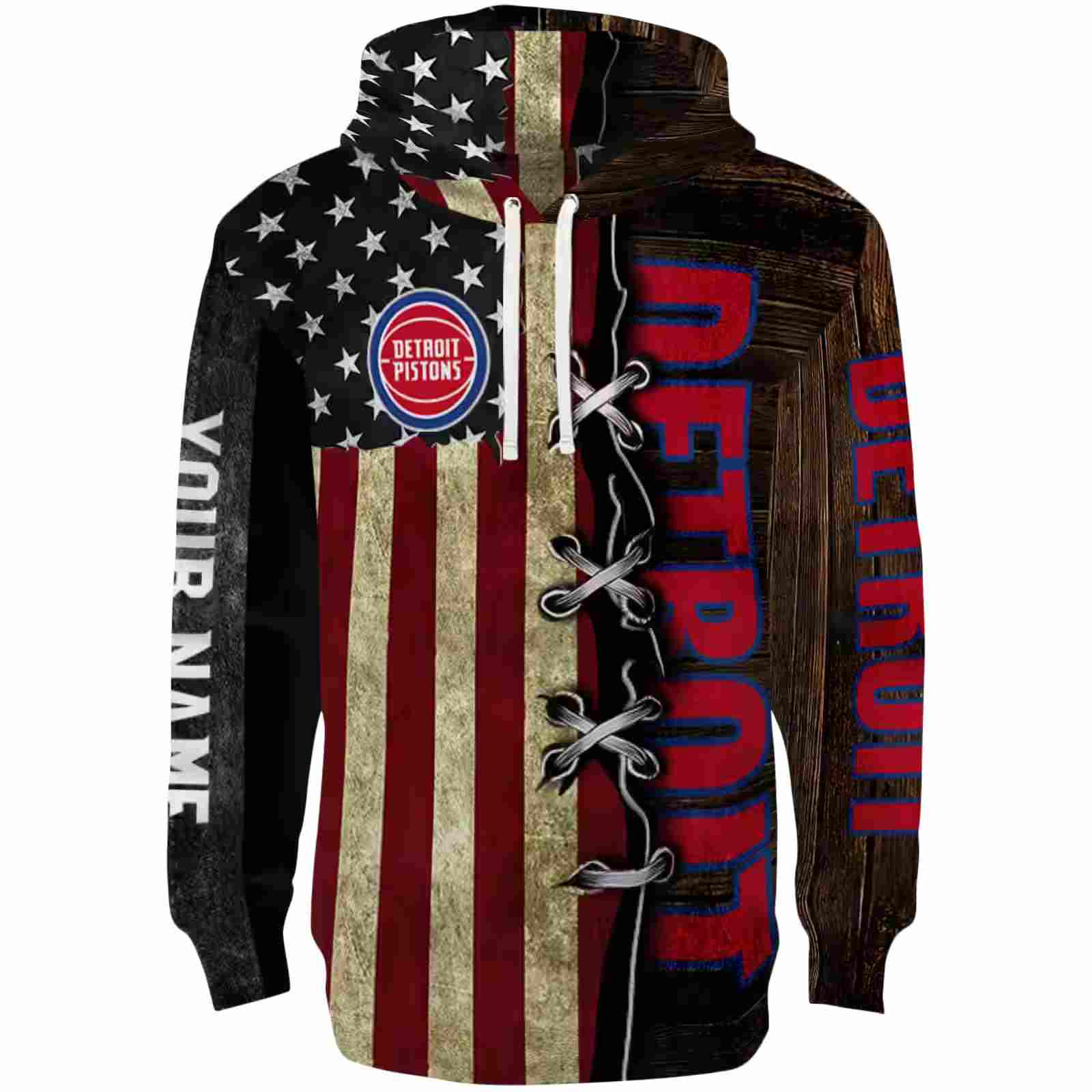 Customized Detroit Pistons American Pride Hoodie