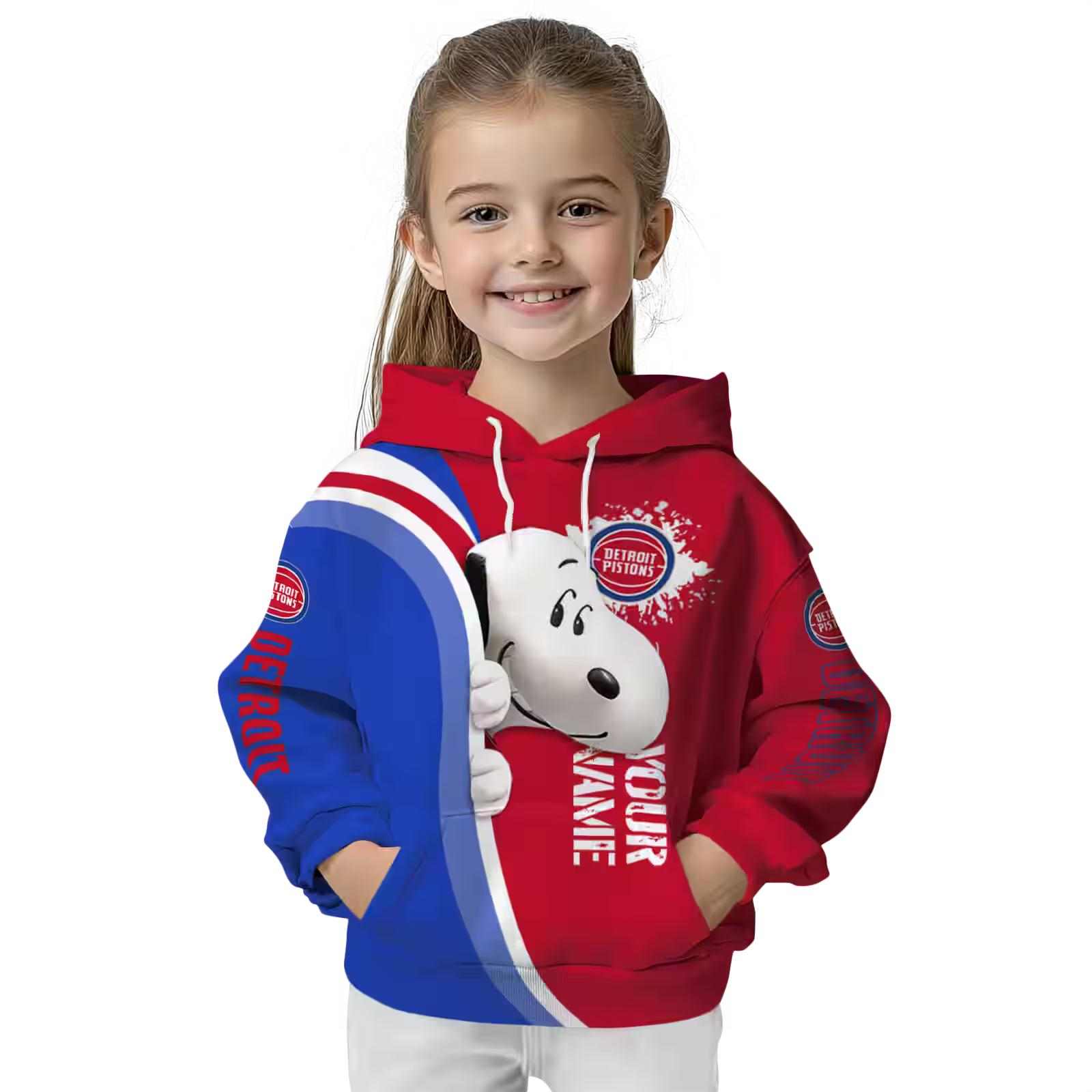 customized detroit pistons peeking snoopy red hoodie top rated