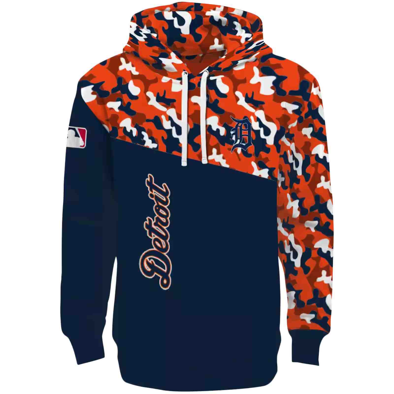 Customized Detroit Tigers Camo Pattern Navy Hoodie