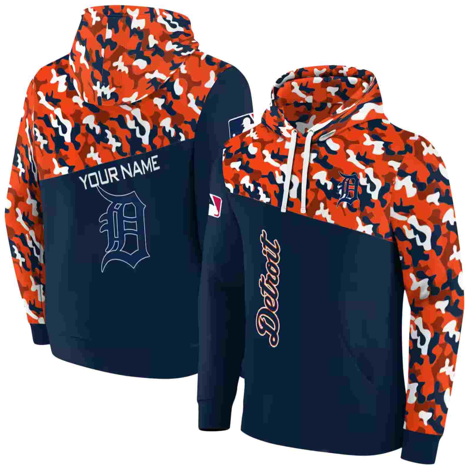 customized detroit tigers camo pattern navy hoodie fashion forward