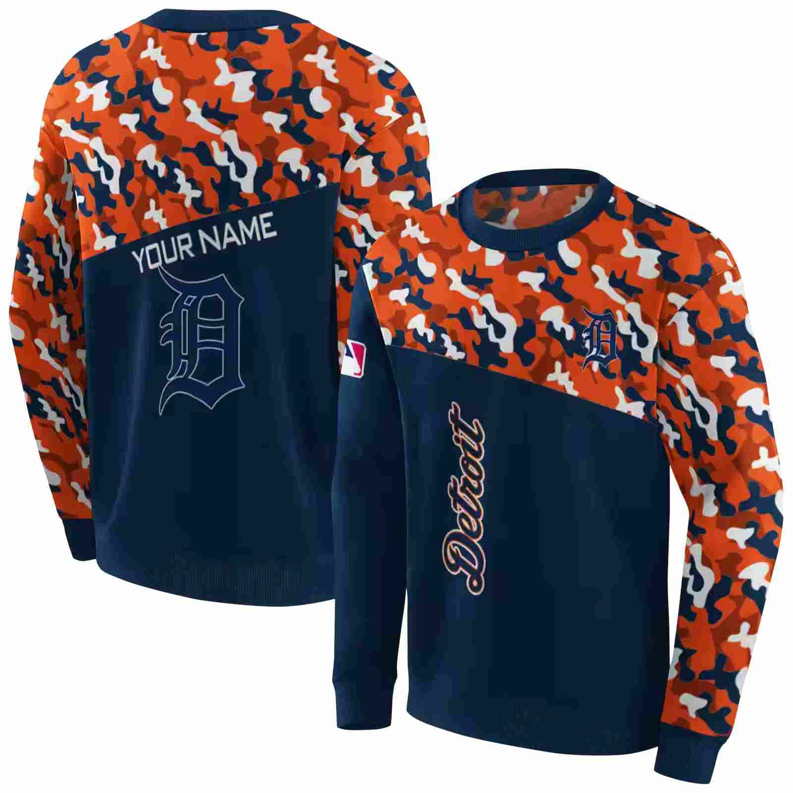 customized detroit tigers camo pattern navy hoodie premium grade