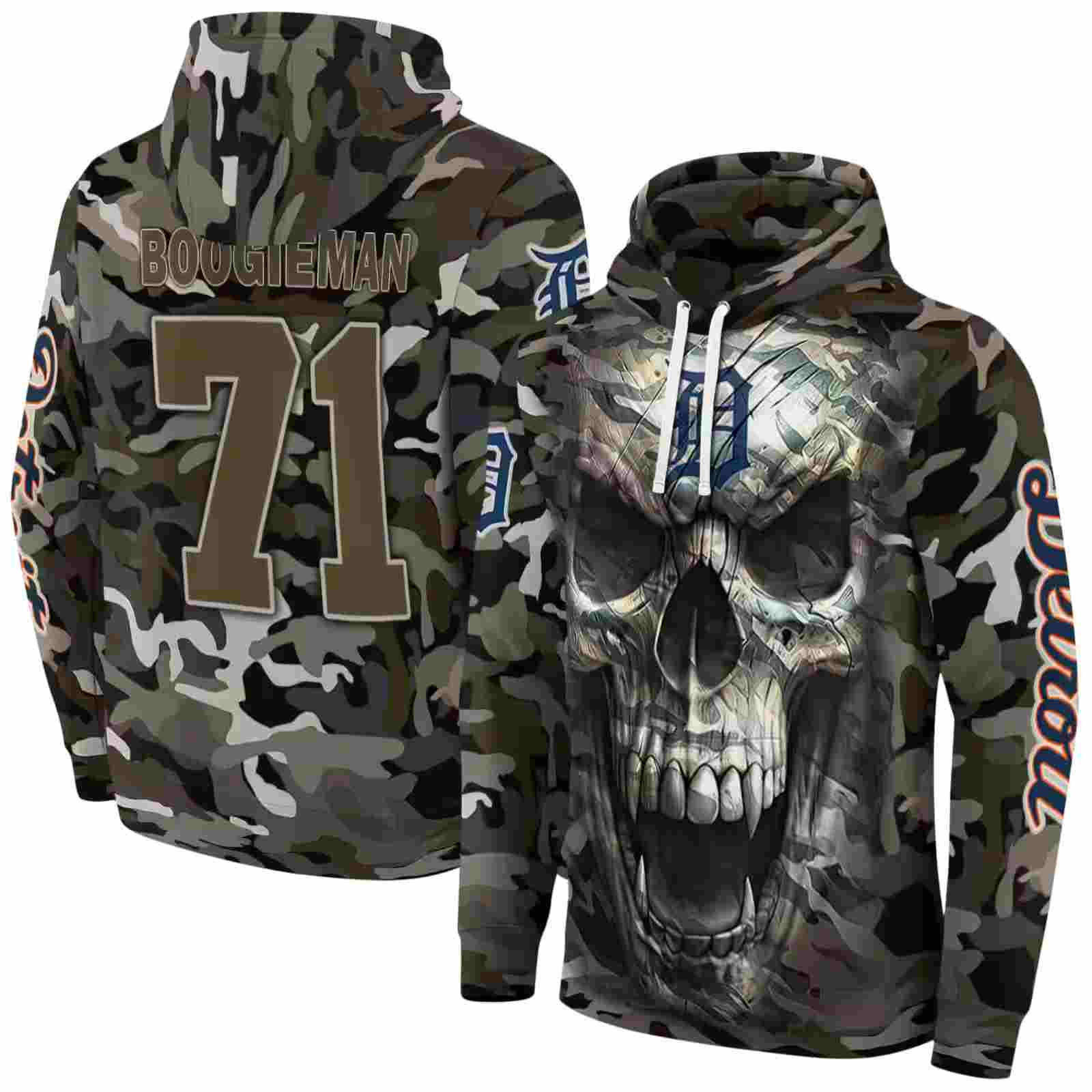 customized detroit tigers camo skull hoodie fashion forward