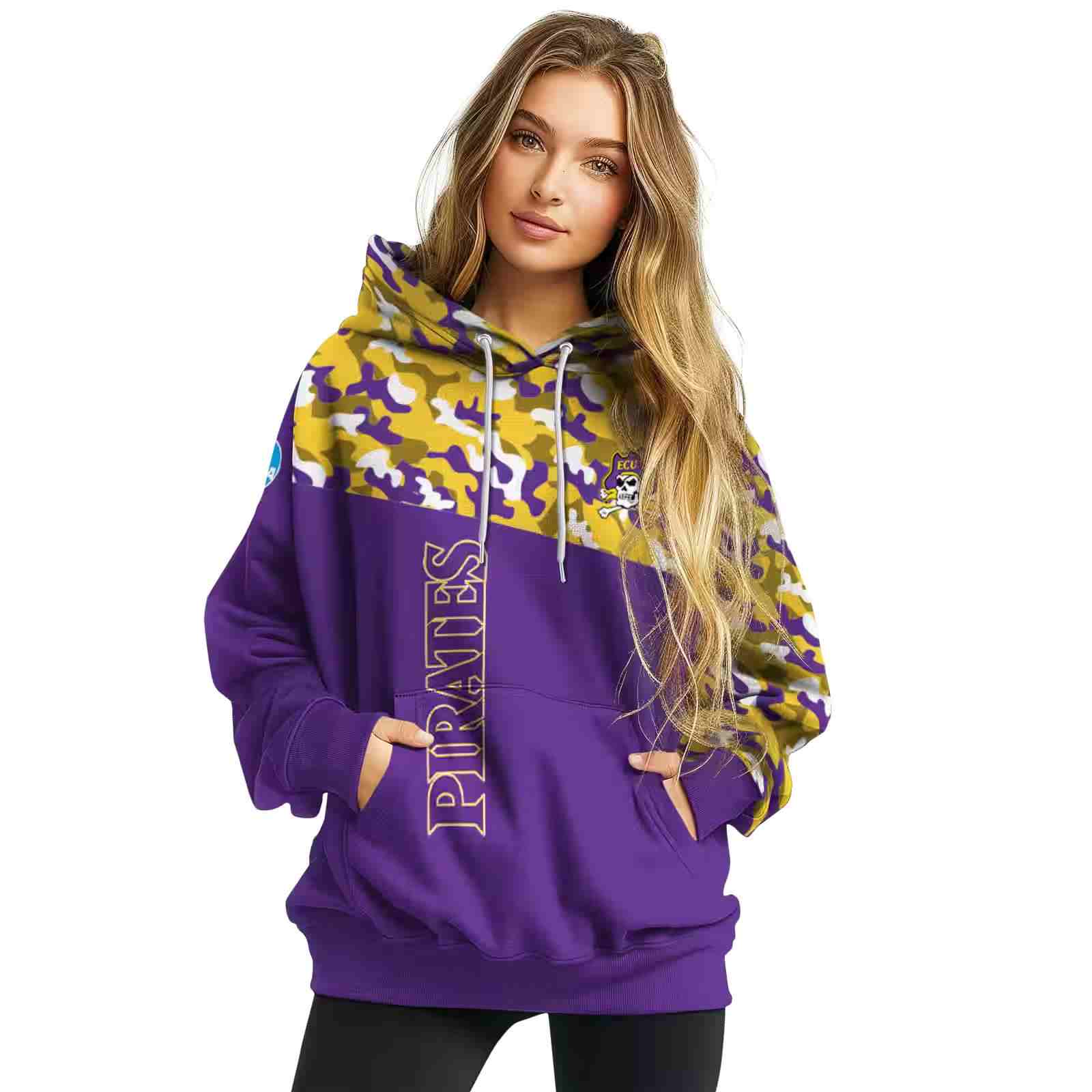 customized east carolina pirates camo pattern purple hoodie high quality