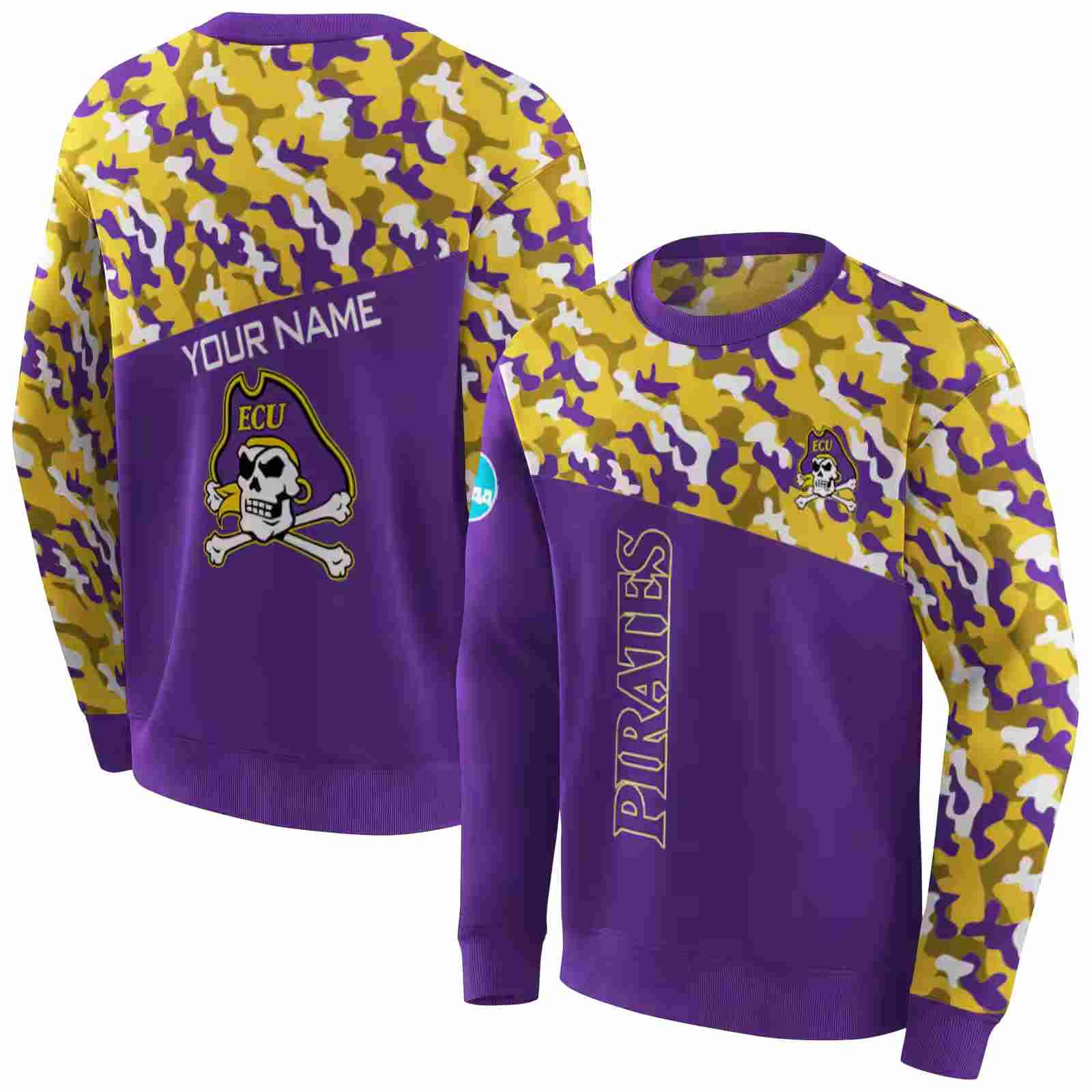 customized east carolina pirates camo pattern purple hoodie premium grade