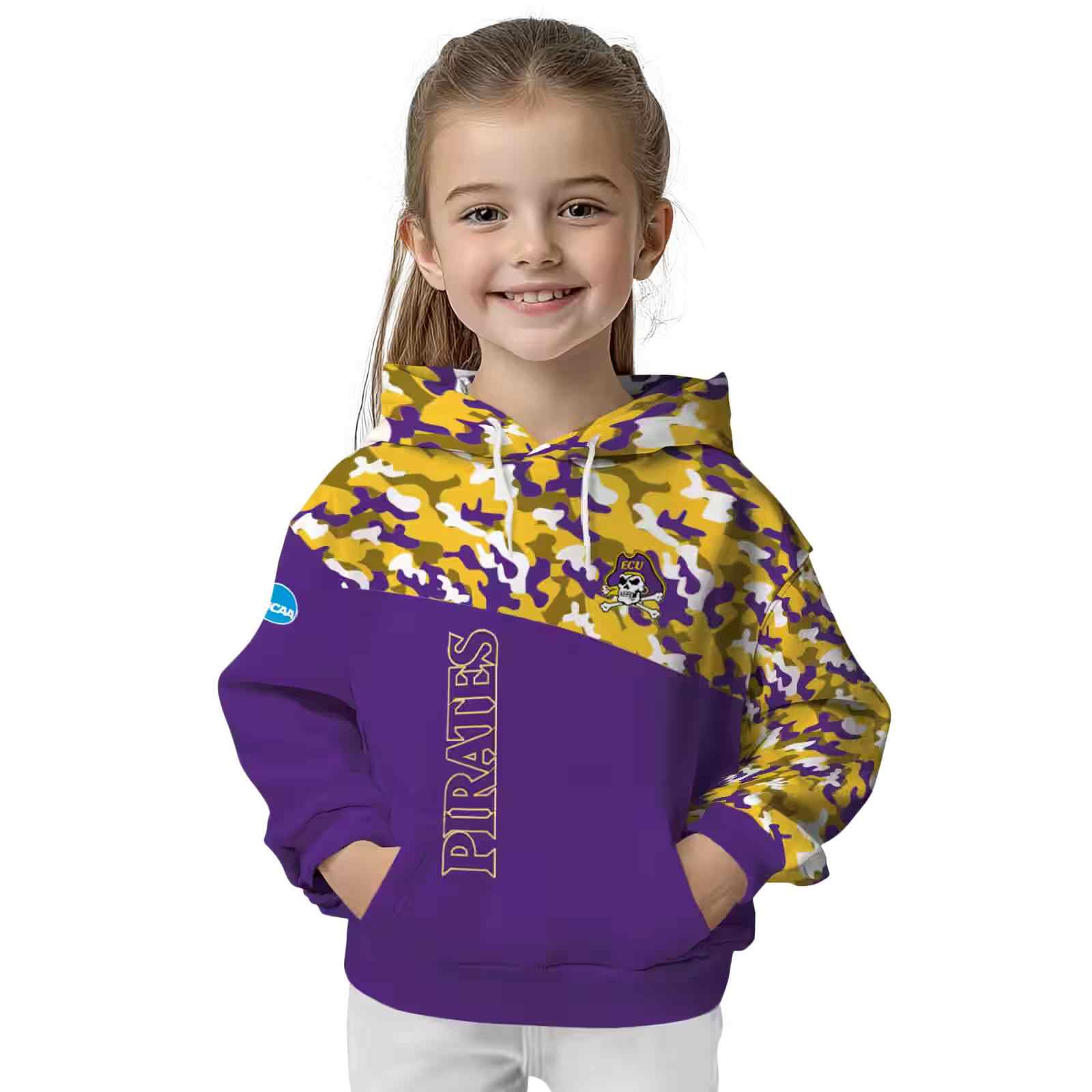 customized east carolina pirates camo pattern purple hoodie top rated