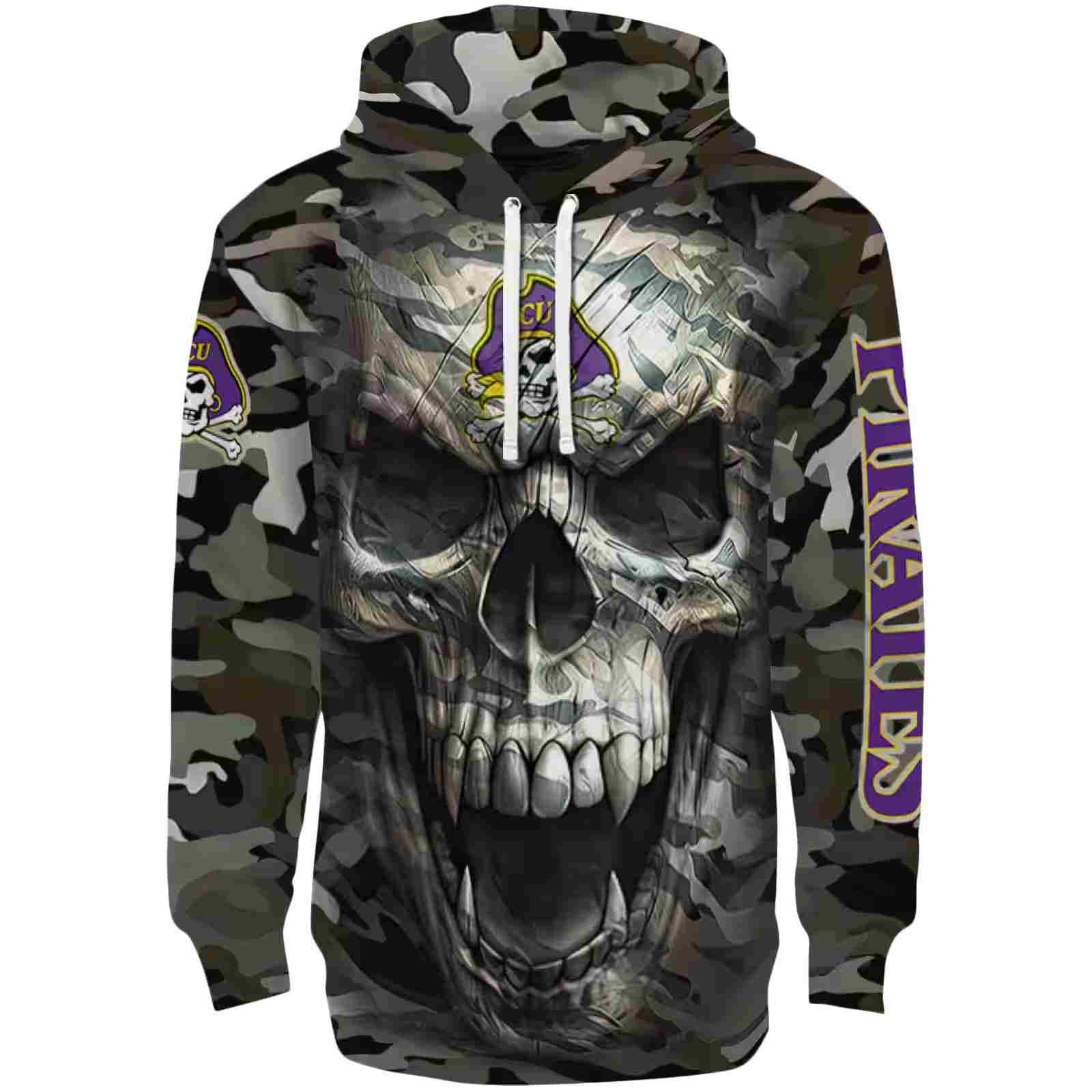 Customized East Carolina Pirates Camo Skull Hoodie