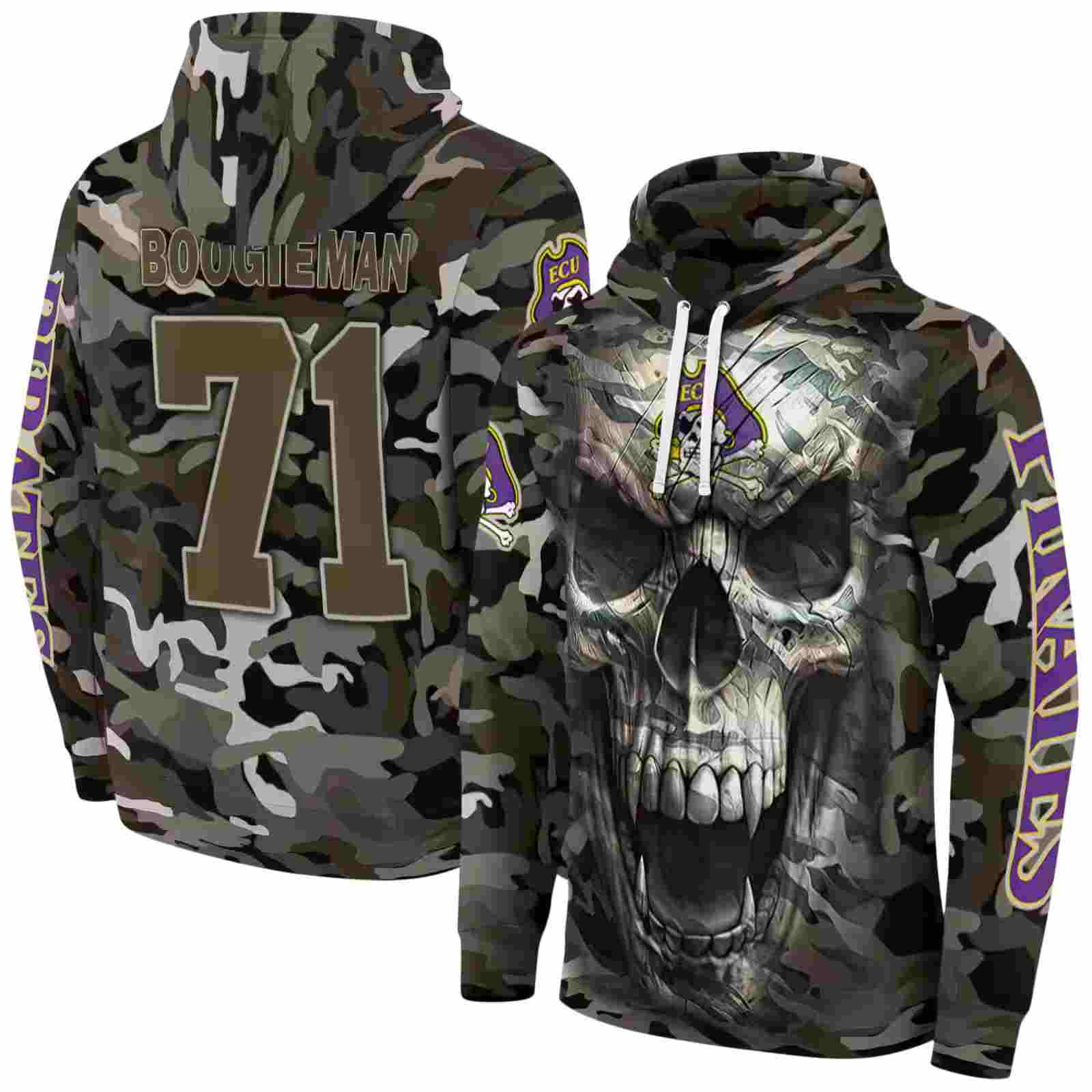 customized east carolina pirates camo skull hoodie fashion forward