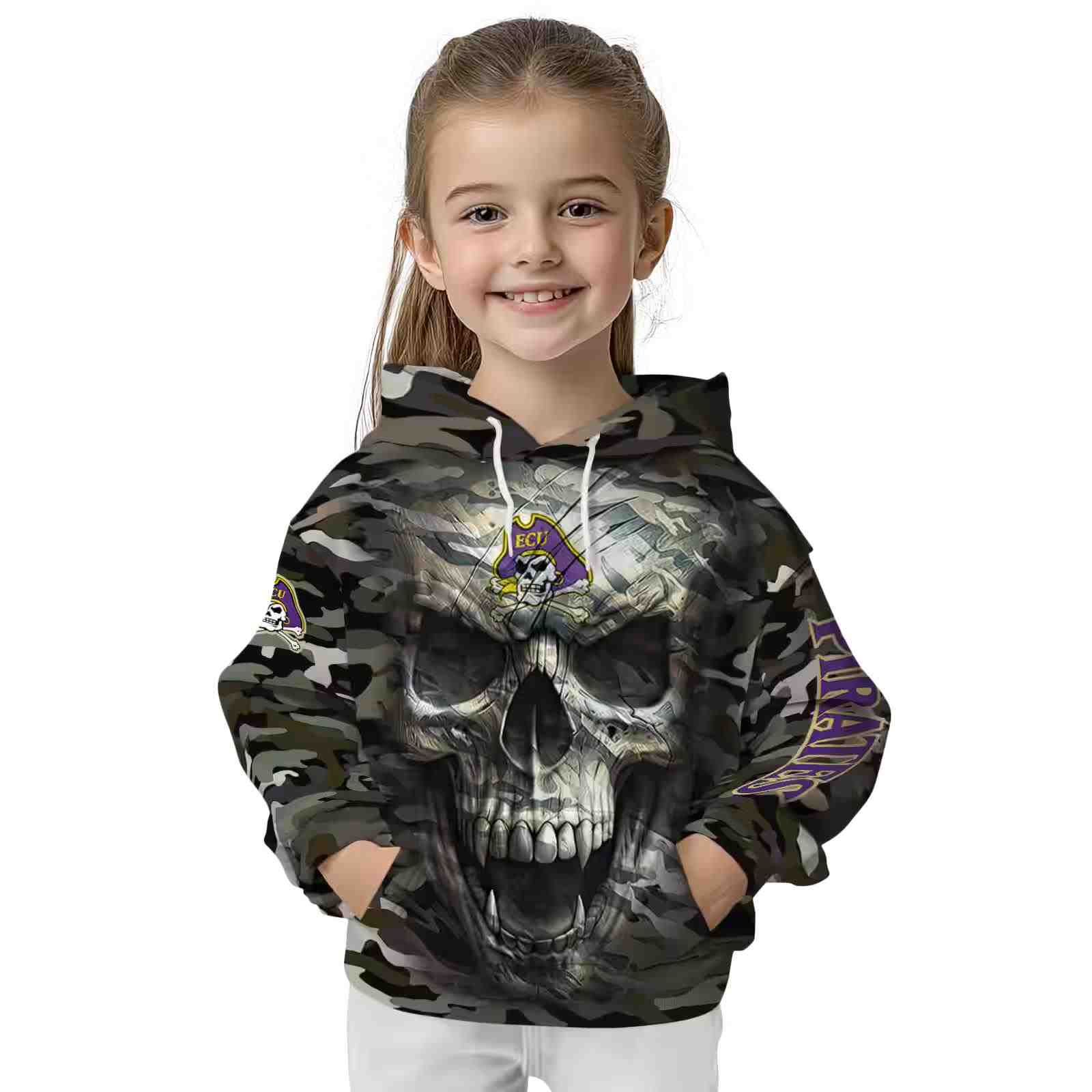 customized east carolina pirates camo skull hoodie top rated