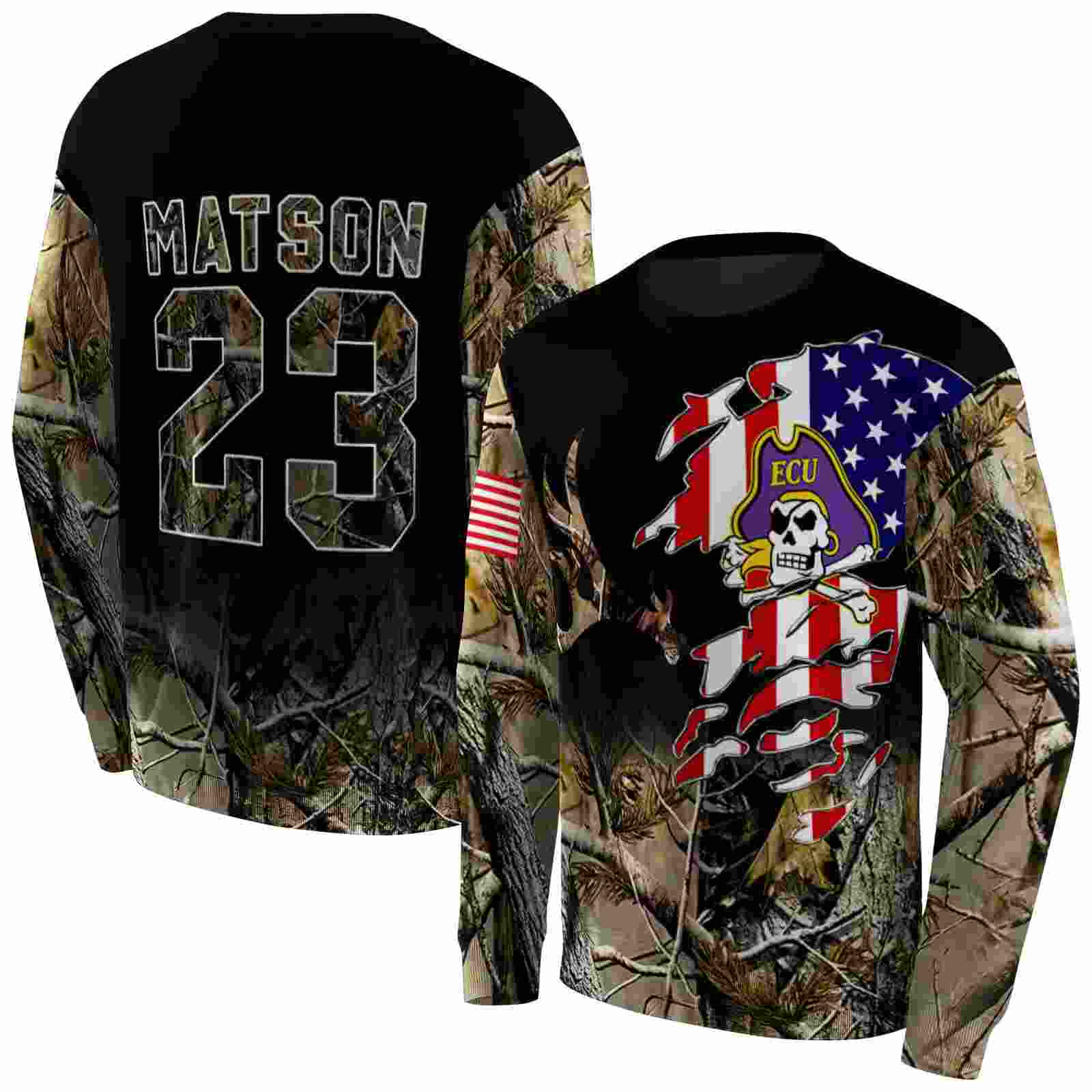 customized east carolina pirates tree camo hoodie premium grade