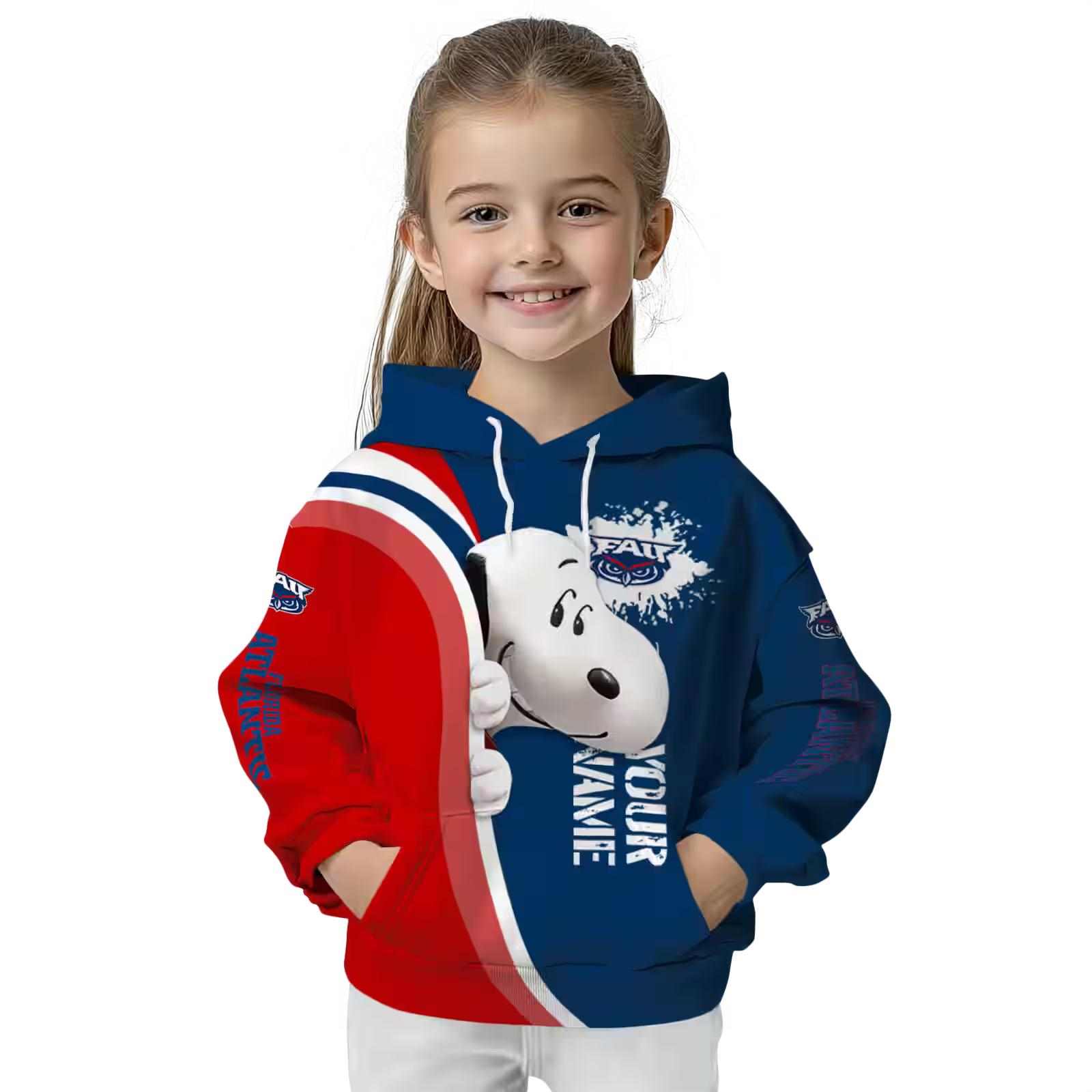 customized florida atlantic owls peeking snoopy blue hoodie top rated