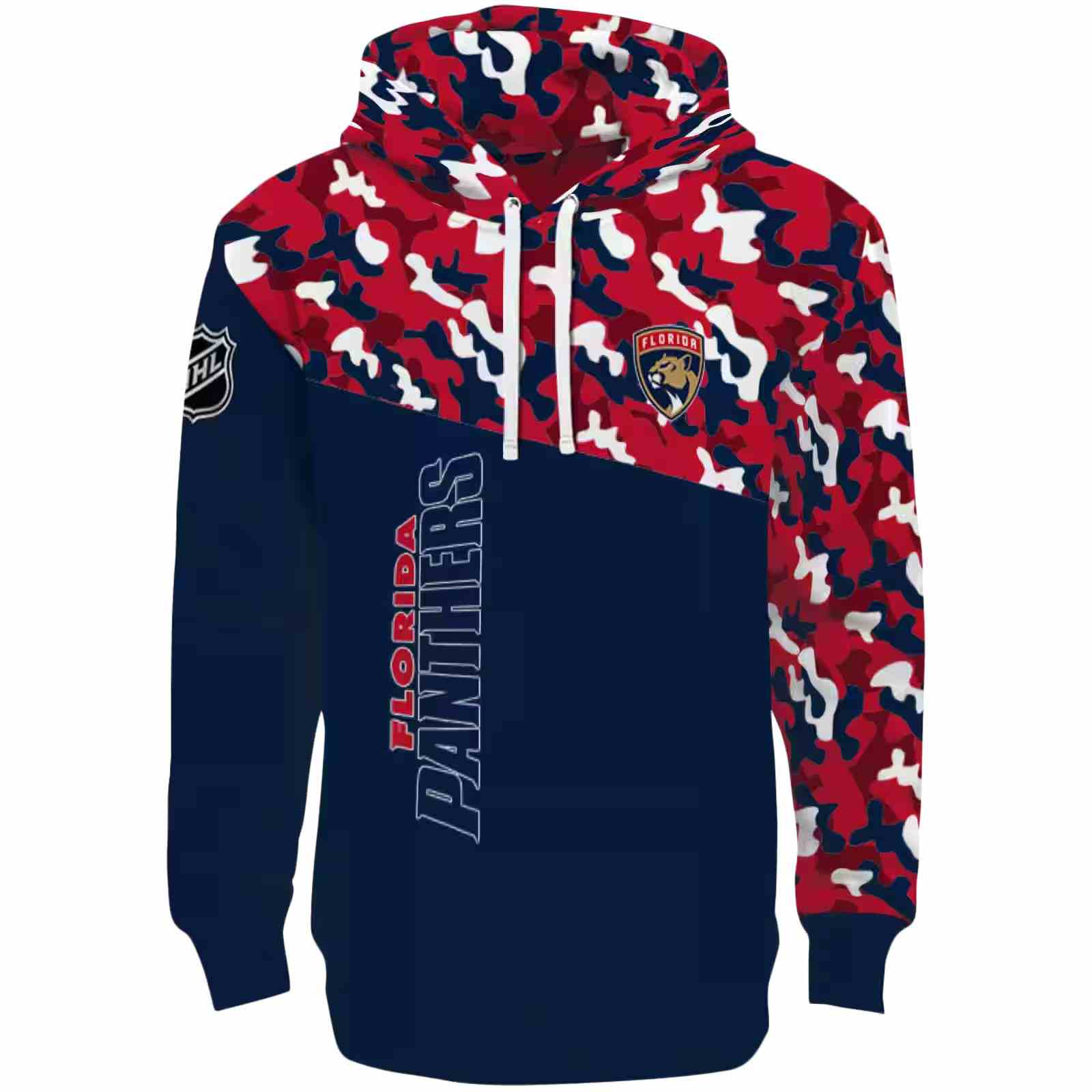 Customized Florida Panthers Camo Pattern Red Hoodie