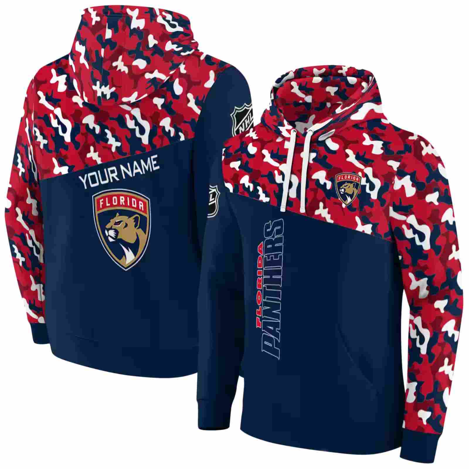 customized florida panthers camo pattern red hoodie fashion forward