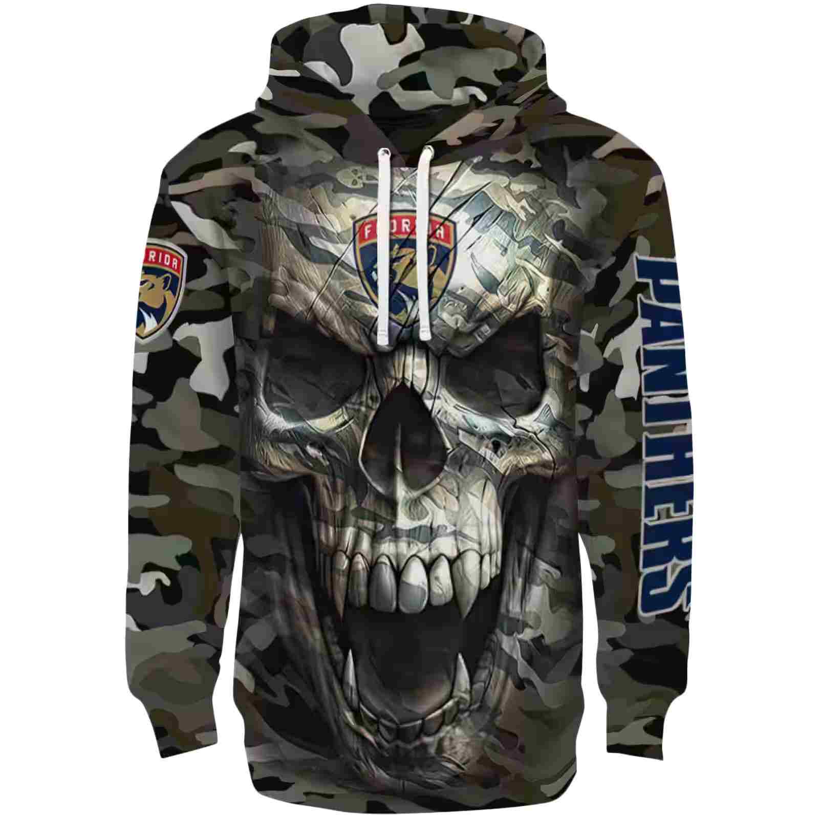 Customized Florida Panthers Camo Skull Hoodie