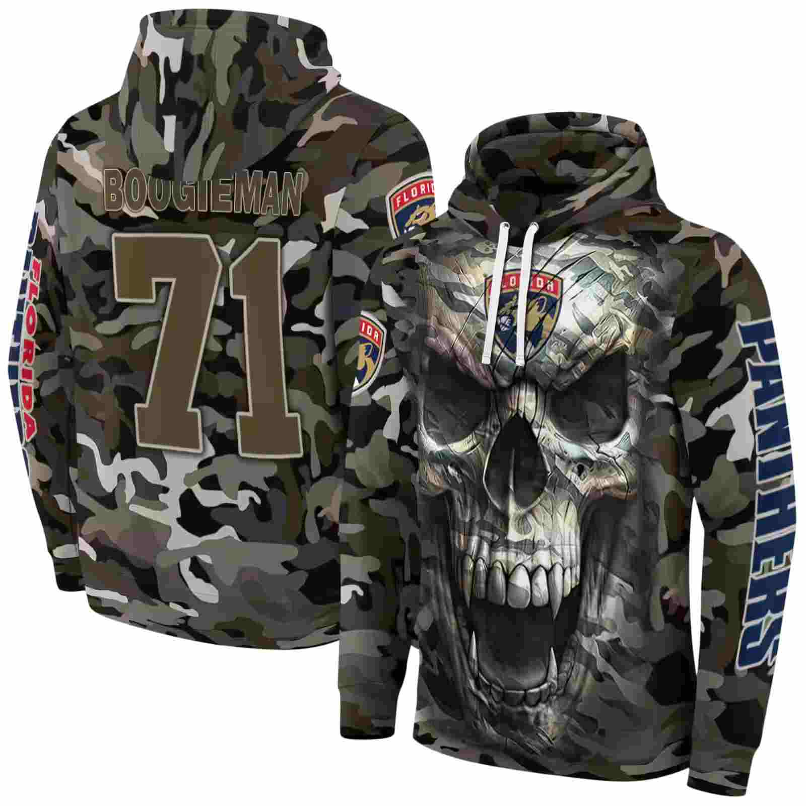 customized florida panthers camo skull hoodie fashion forward