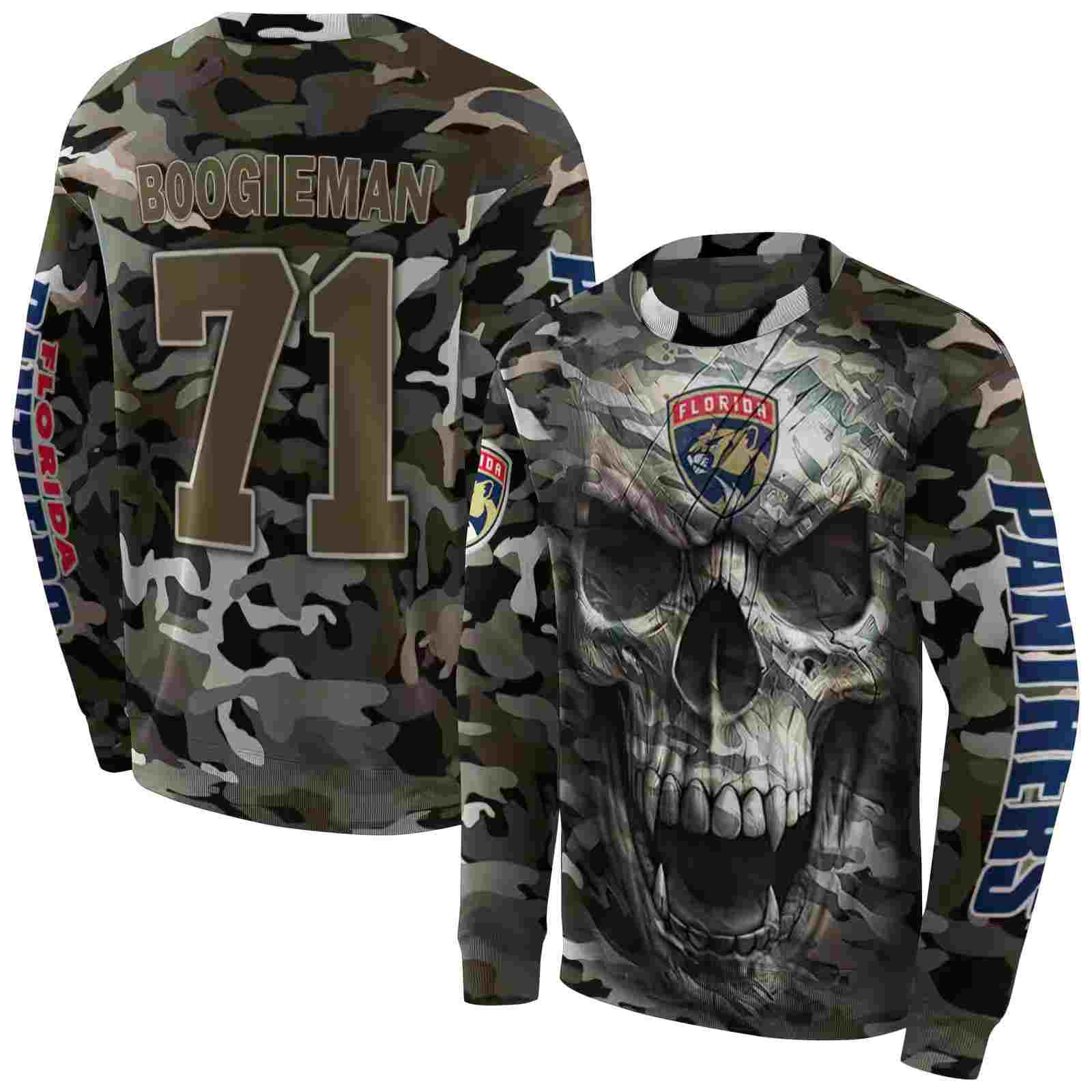 customized florida panthers camo skull hoodie premium grade