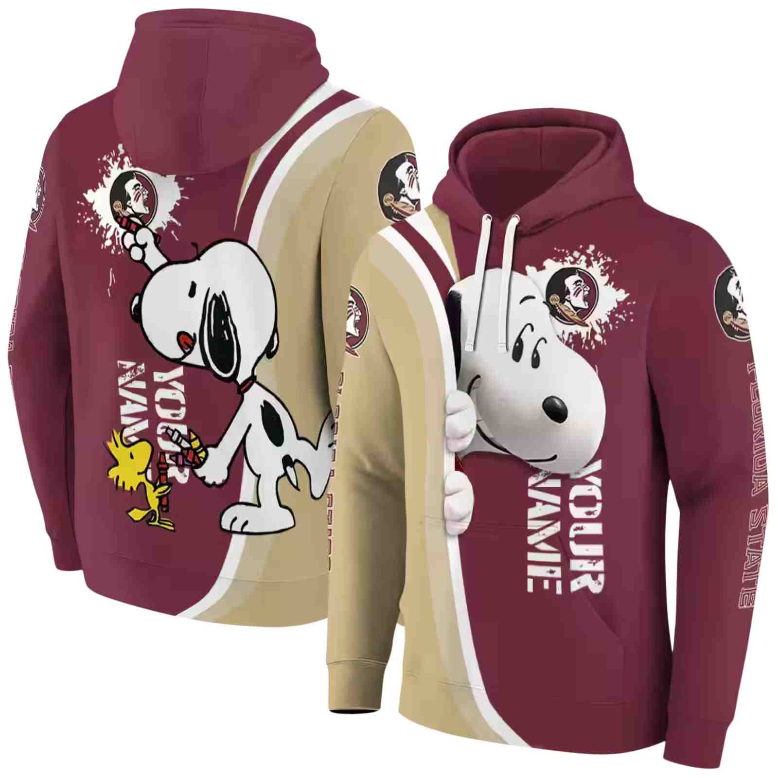 customized florida state seminoles peeking snoopy garnet hoodie fashion forward