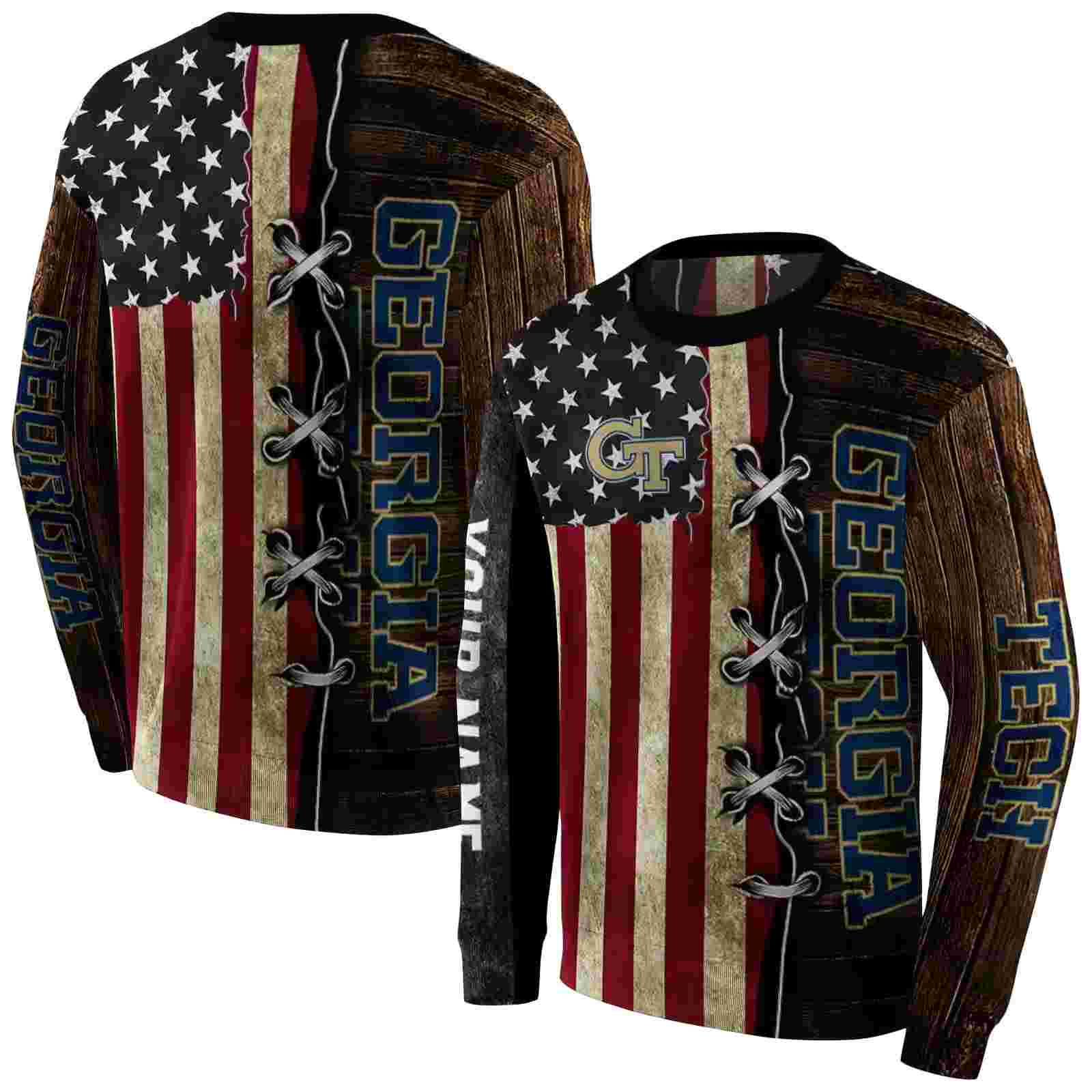 customized georgia tech yellow jackets american pride hoodie premium grade