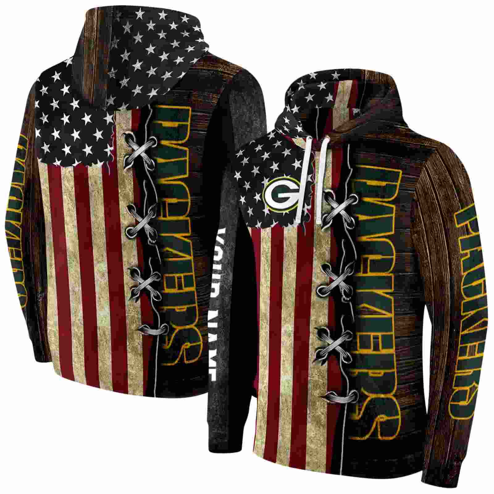 customized green bay packers american pride hoodie fashion forward