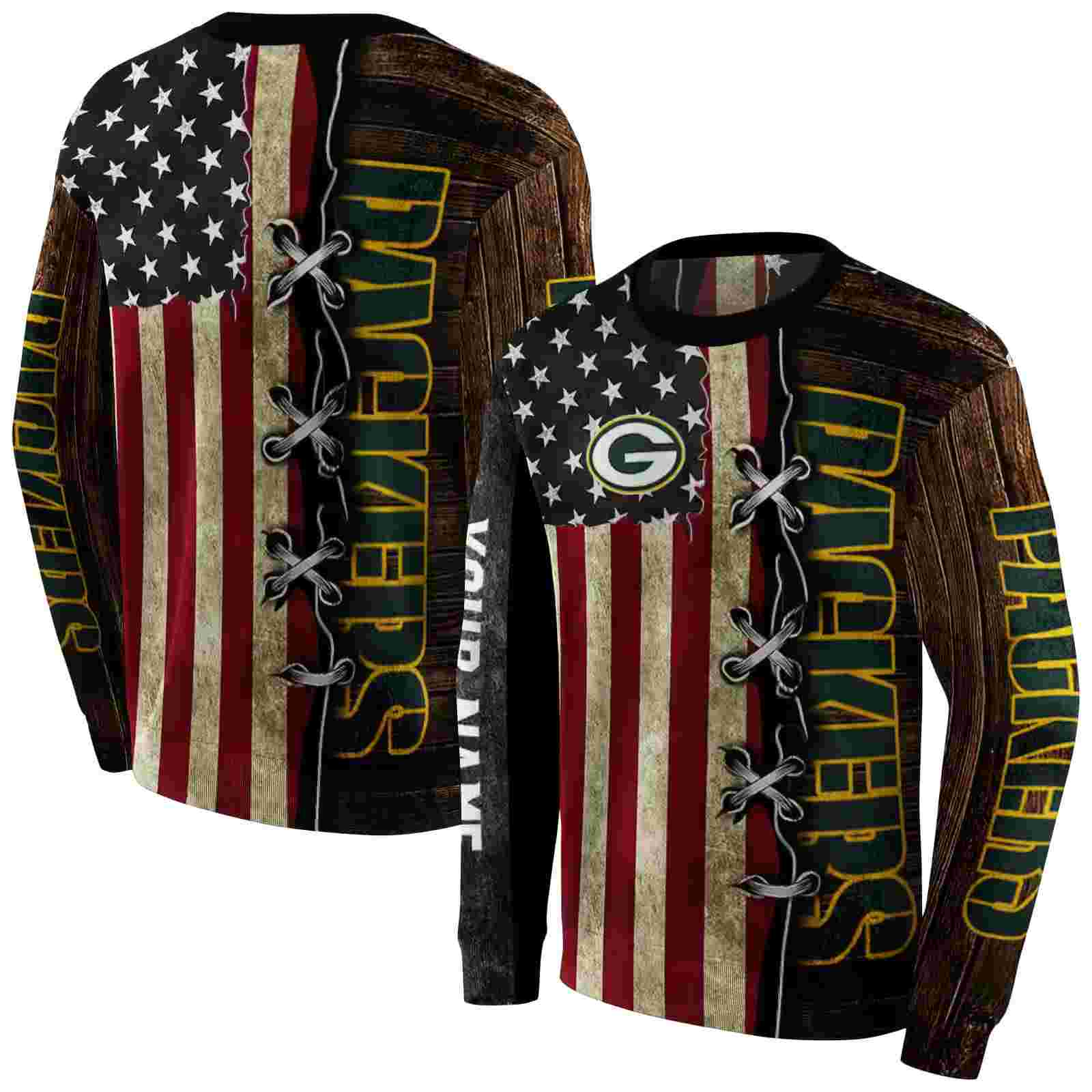 customized green bay packers american pride hoodie premium grade