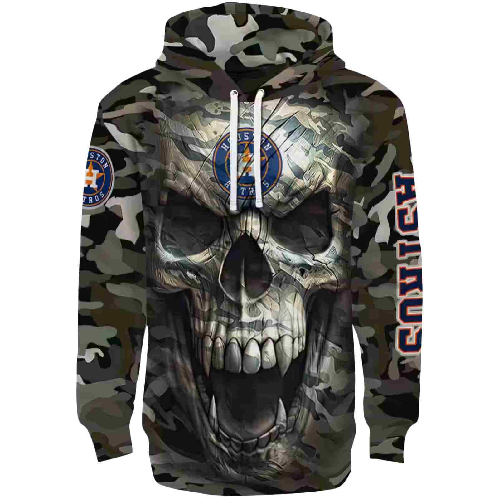 Customized Houston Astros Camo Skull Hoodie