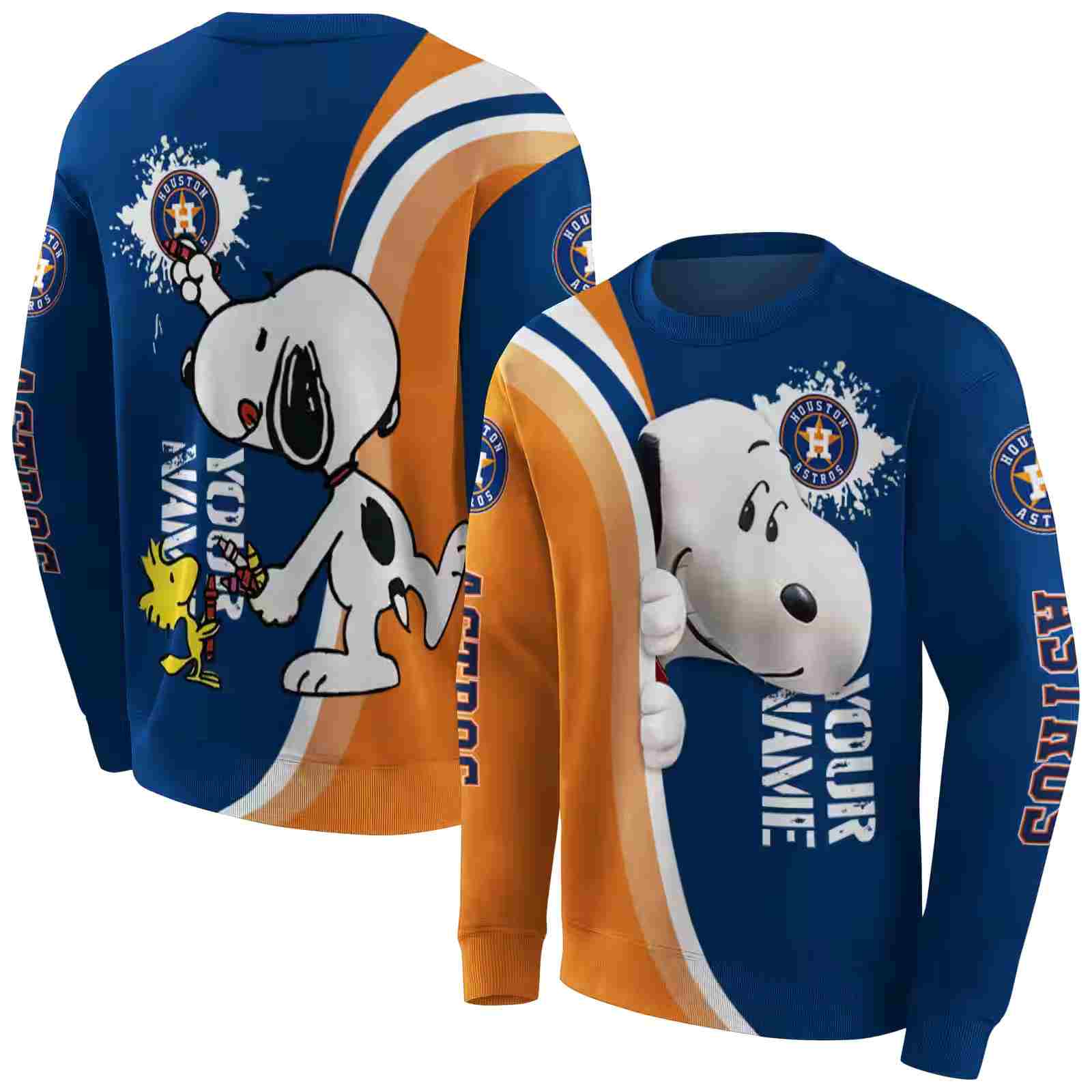 customized houston astros peeking snoopy blue hoodie premium grade