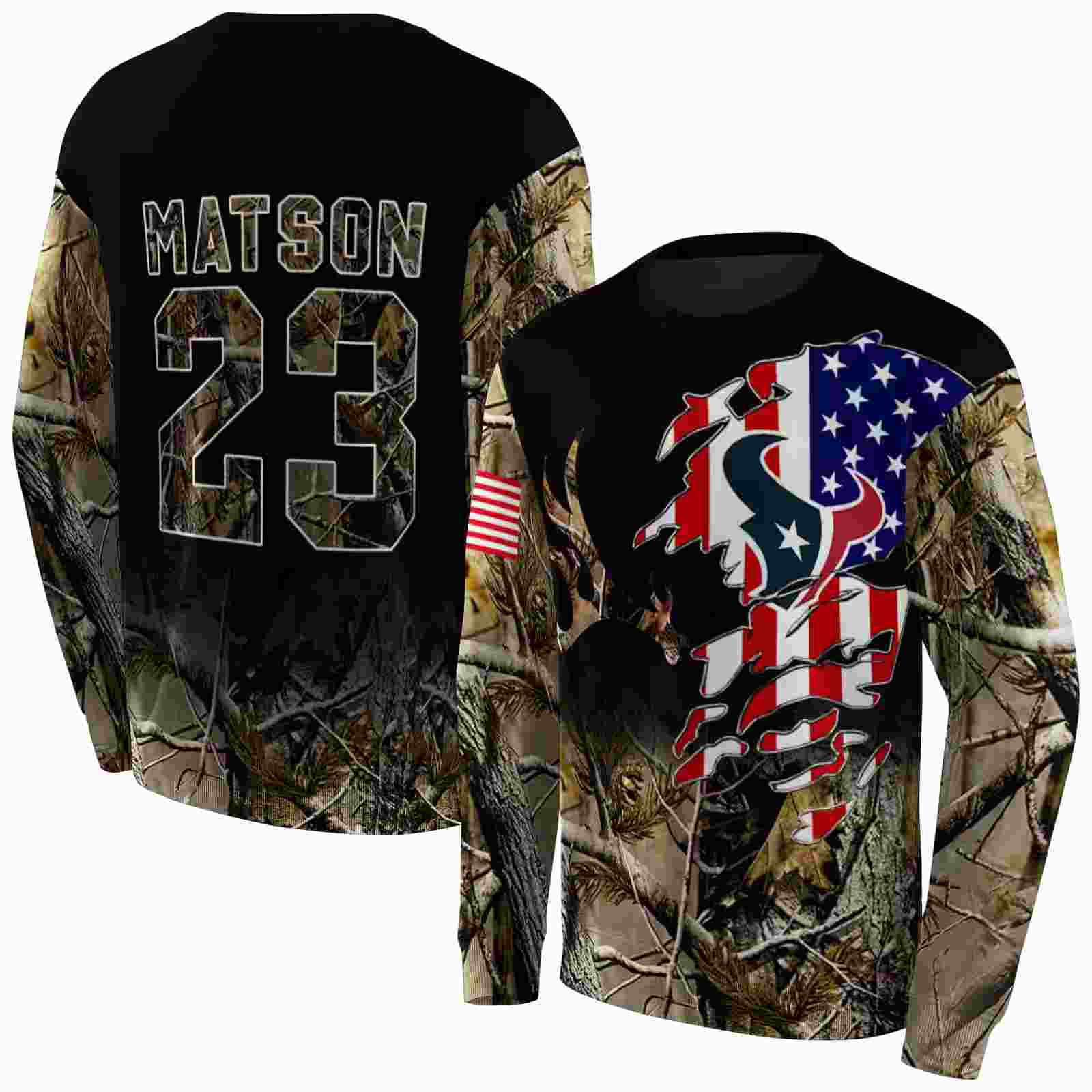 customized houston texans tree camo hoodie premium grade