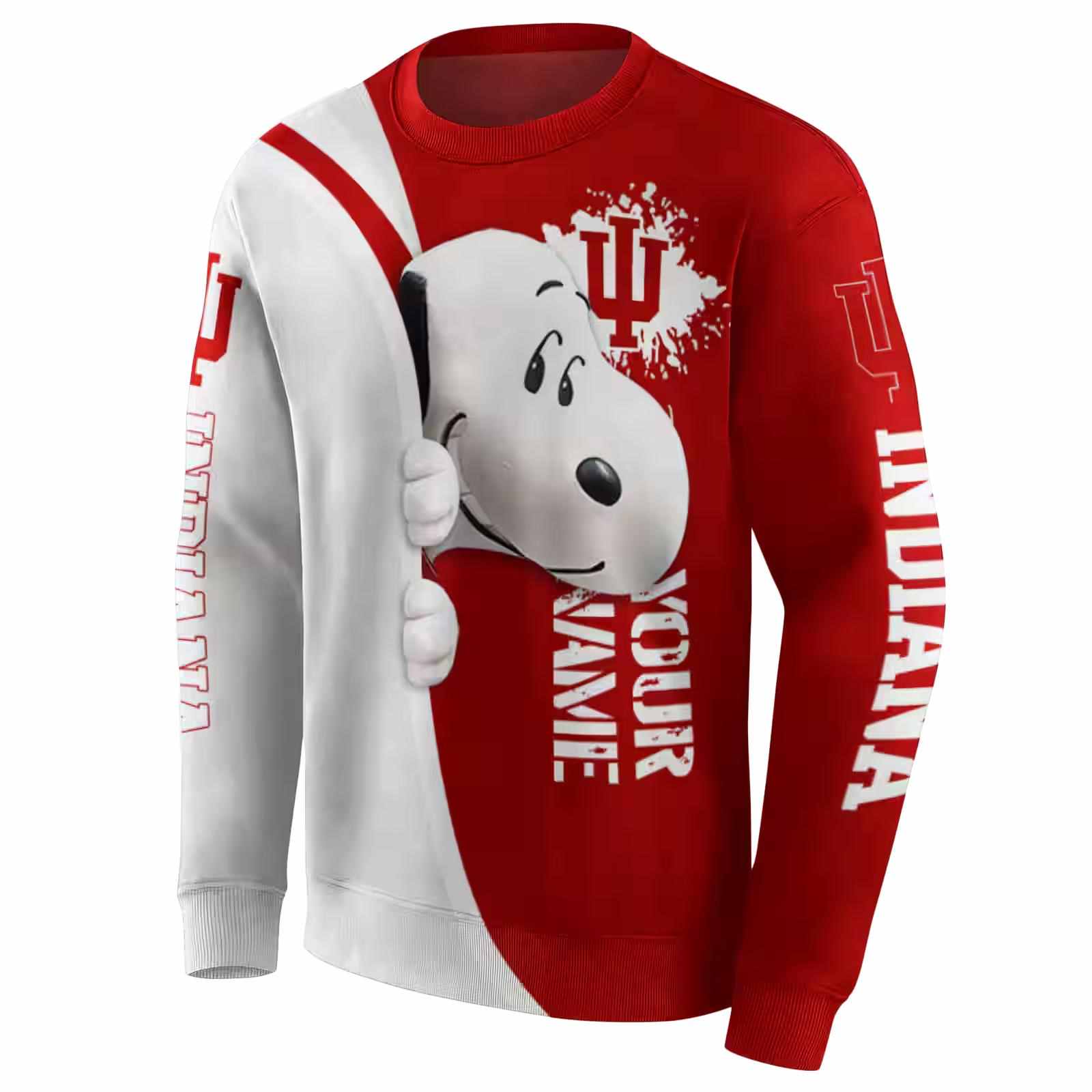 customized indiana hoosiers peeking snoopy red hoodie new arrival