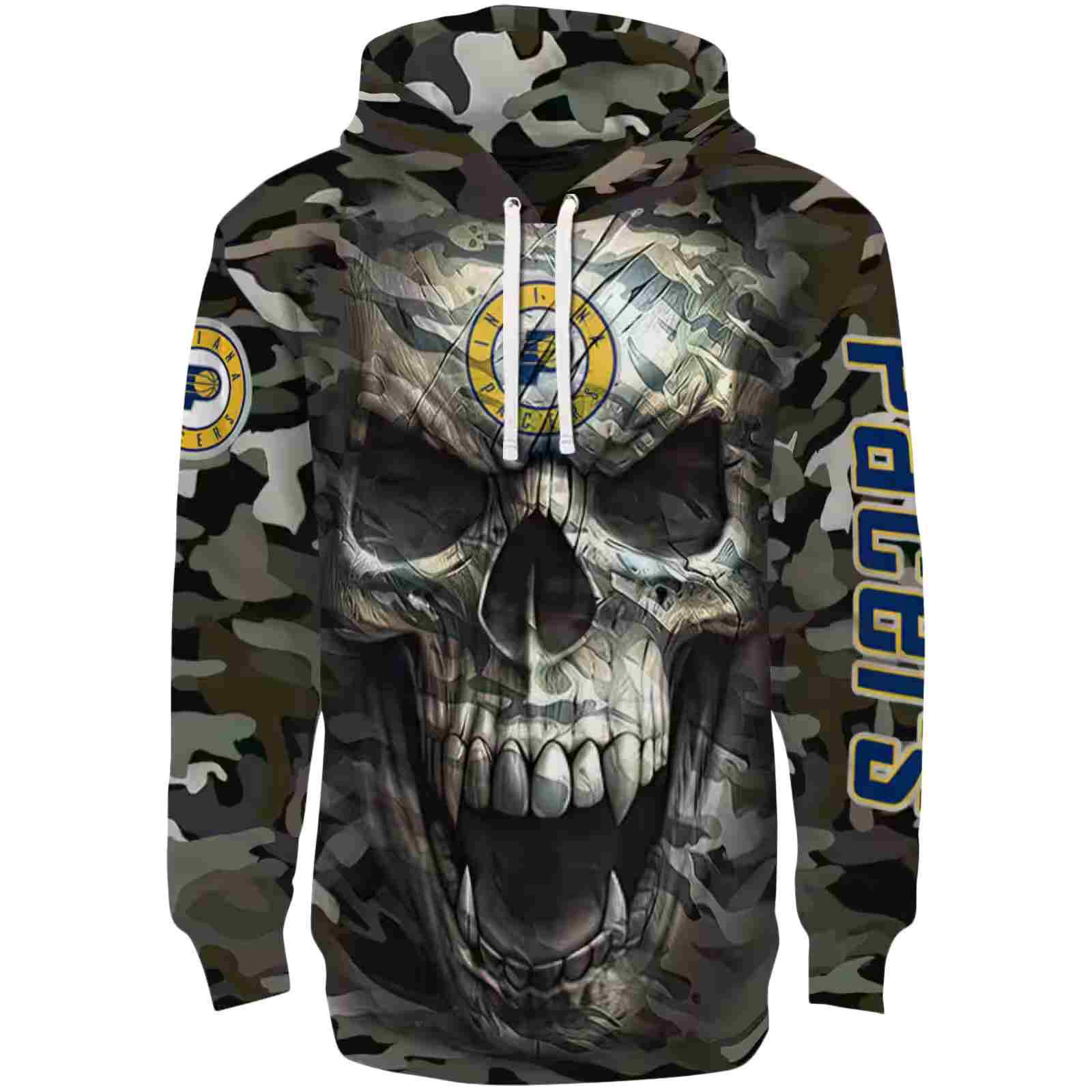 Customized Indiana Pacers Camo Skull Hoodie