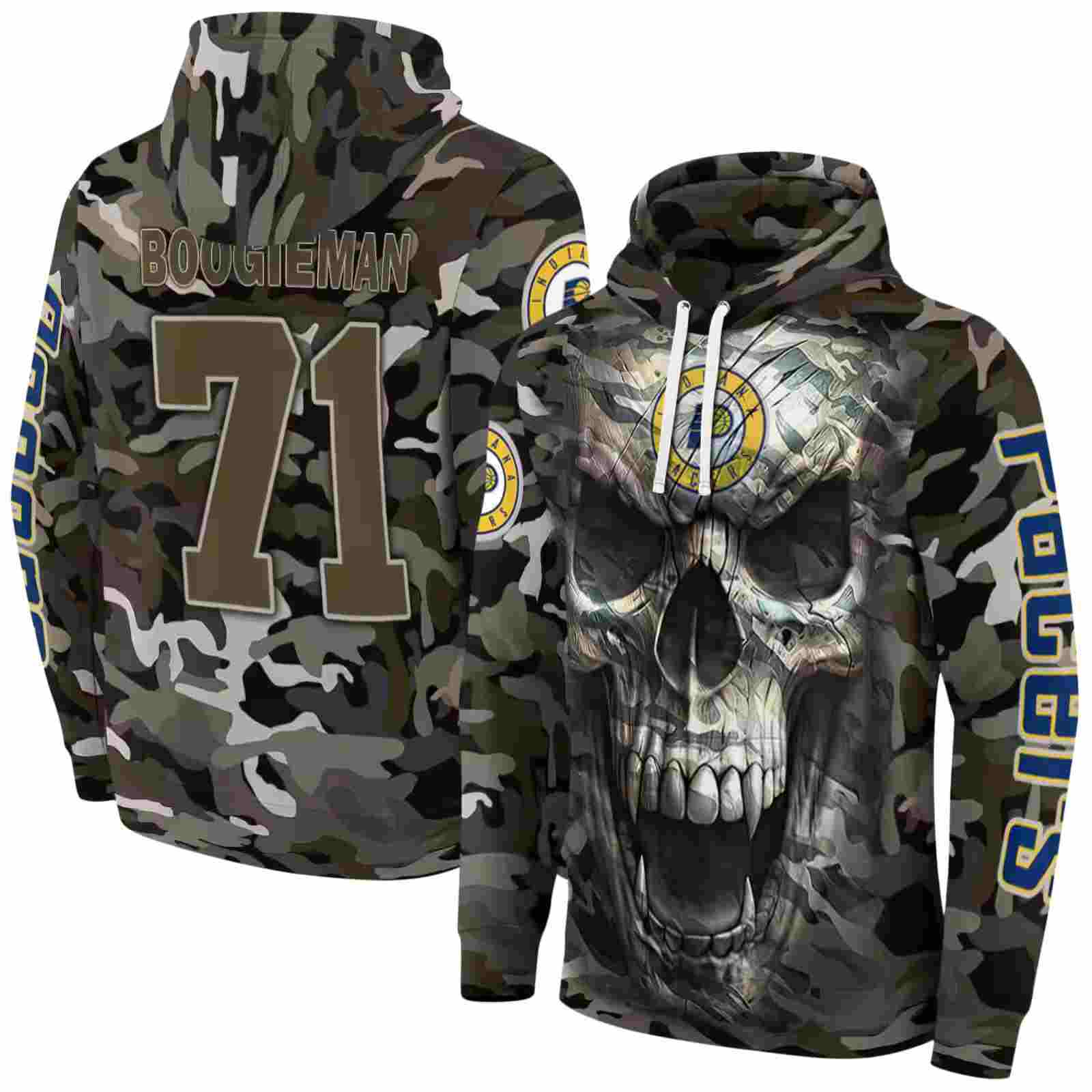 customized indiana pacers camo skull hoodie fashion forward