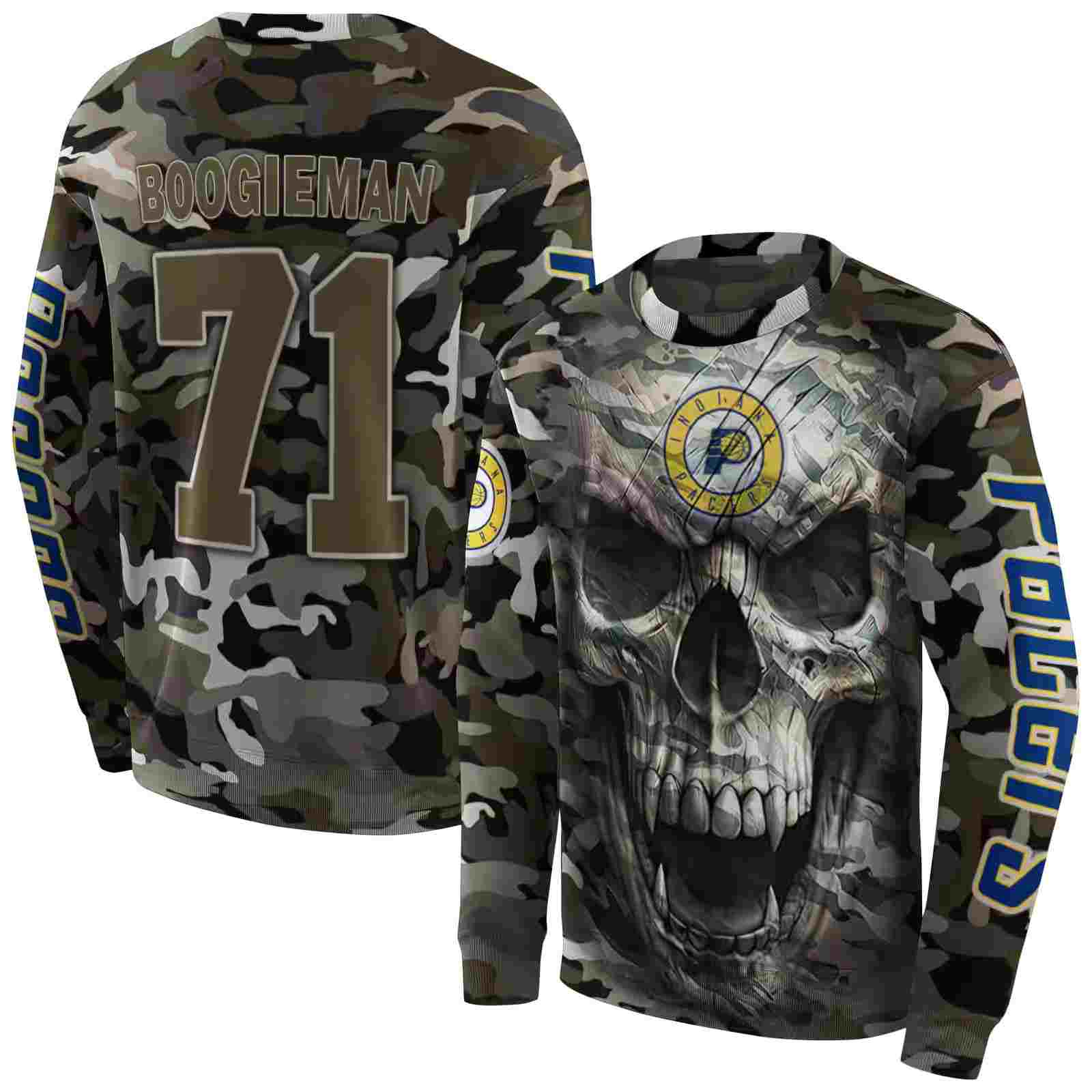 customized indiana pacers camo skull hoodie premium grade