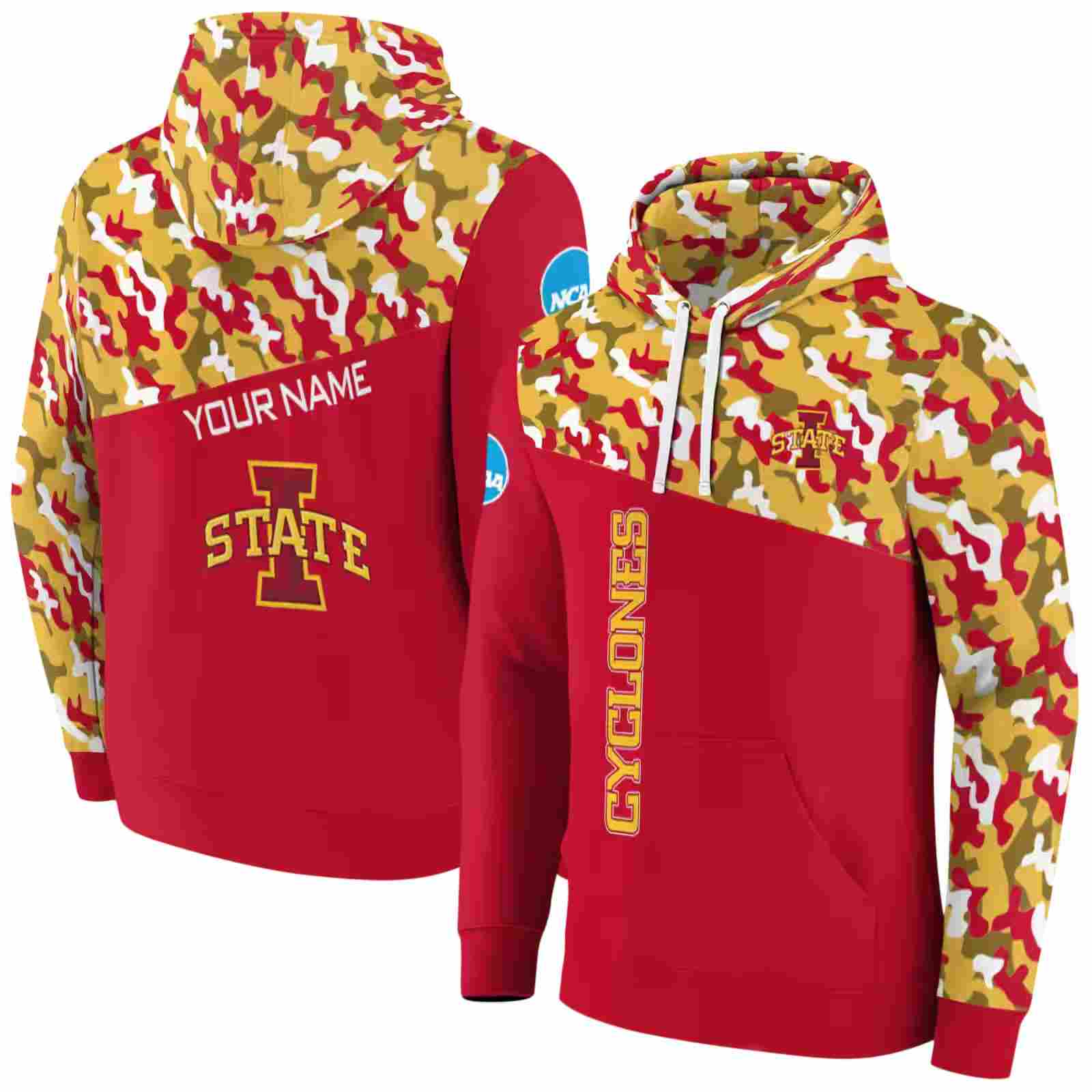 customized iowa state cyclones camo pattern red hoodie fashion forward