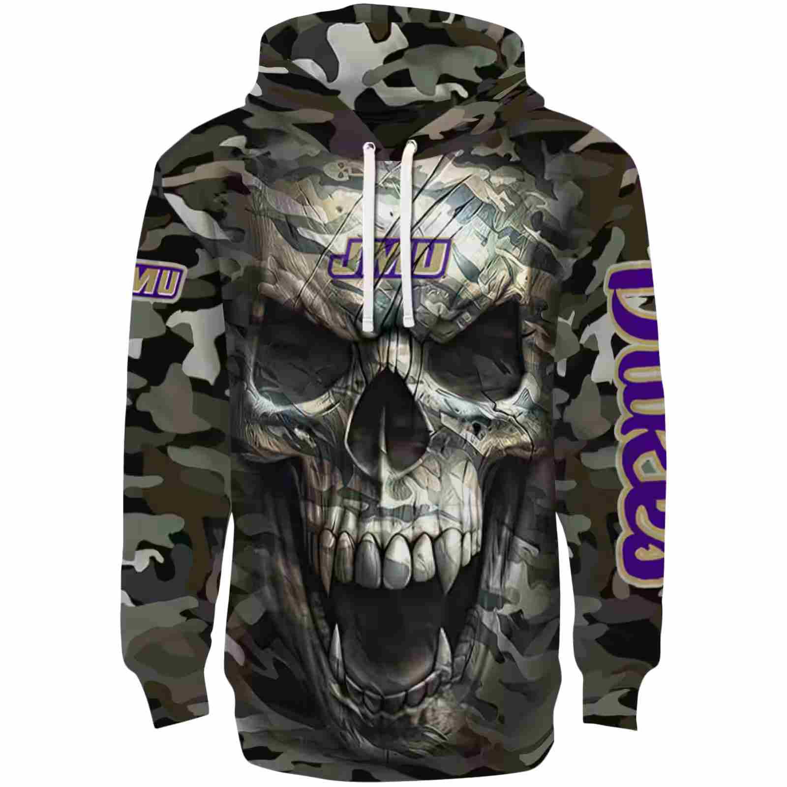 Customized James Madison Dukes Camo Skull Hoodie