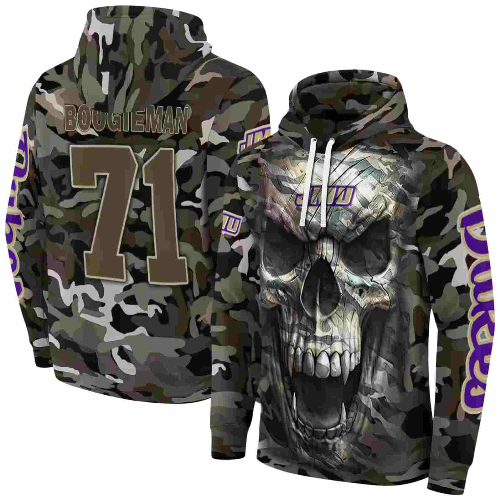 customized james madison dukes camo skull hoodie fashion forward