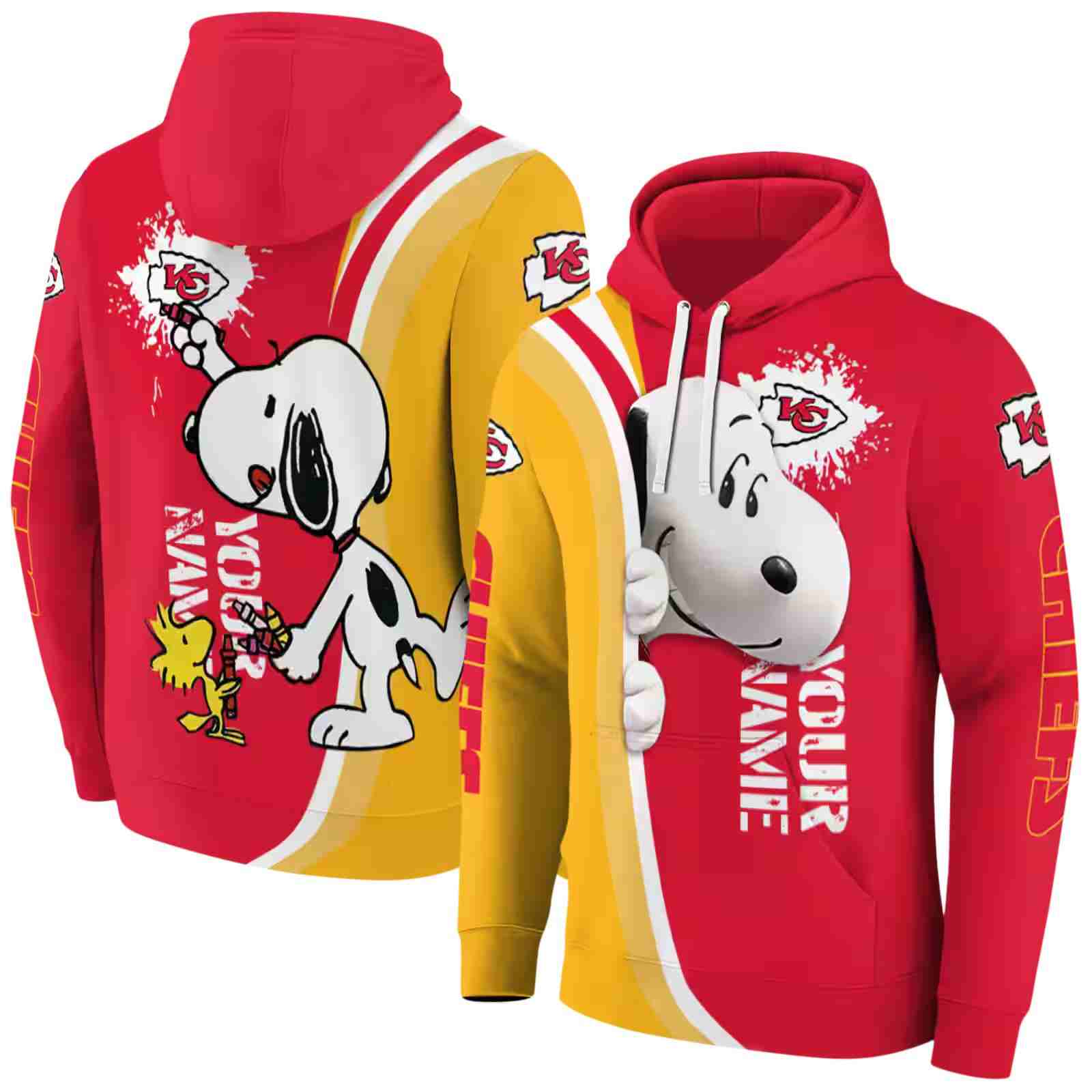 customized kansas city chiefs peeking snoopy red hoodie fashion forward