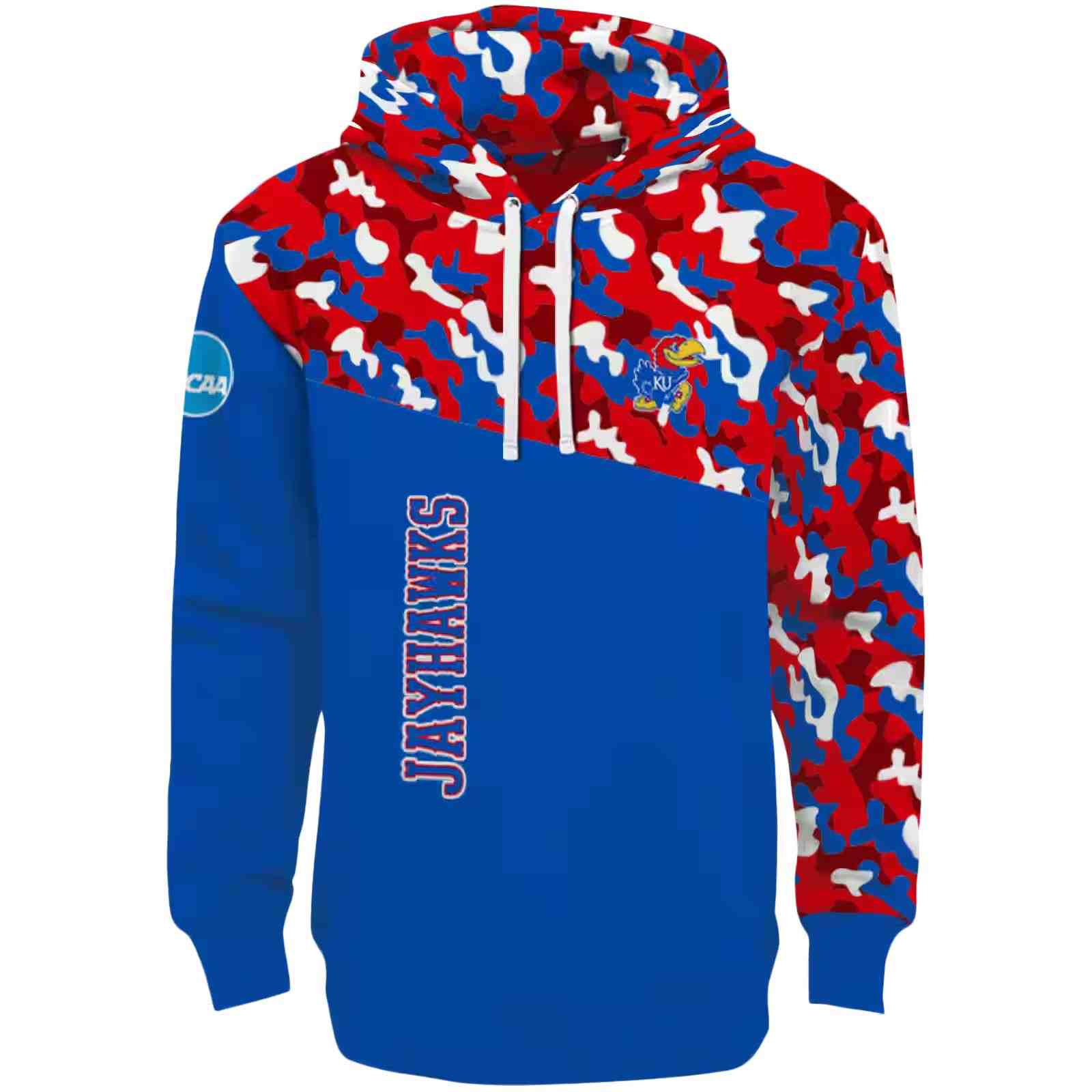 Customized Kansas Jayhawks Camo Pattern Blue Hoodie