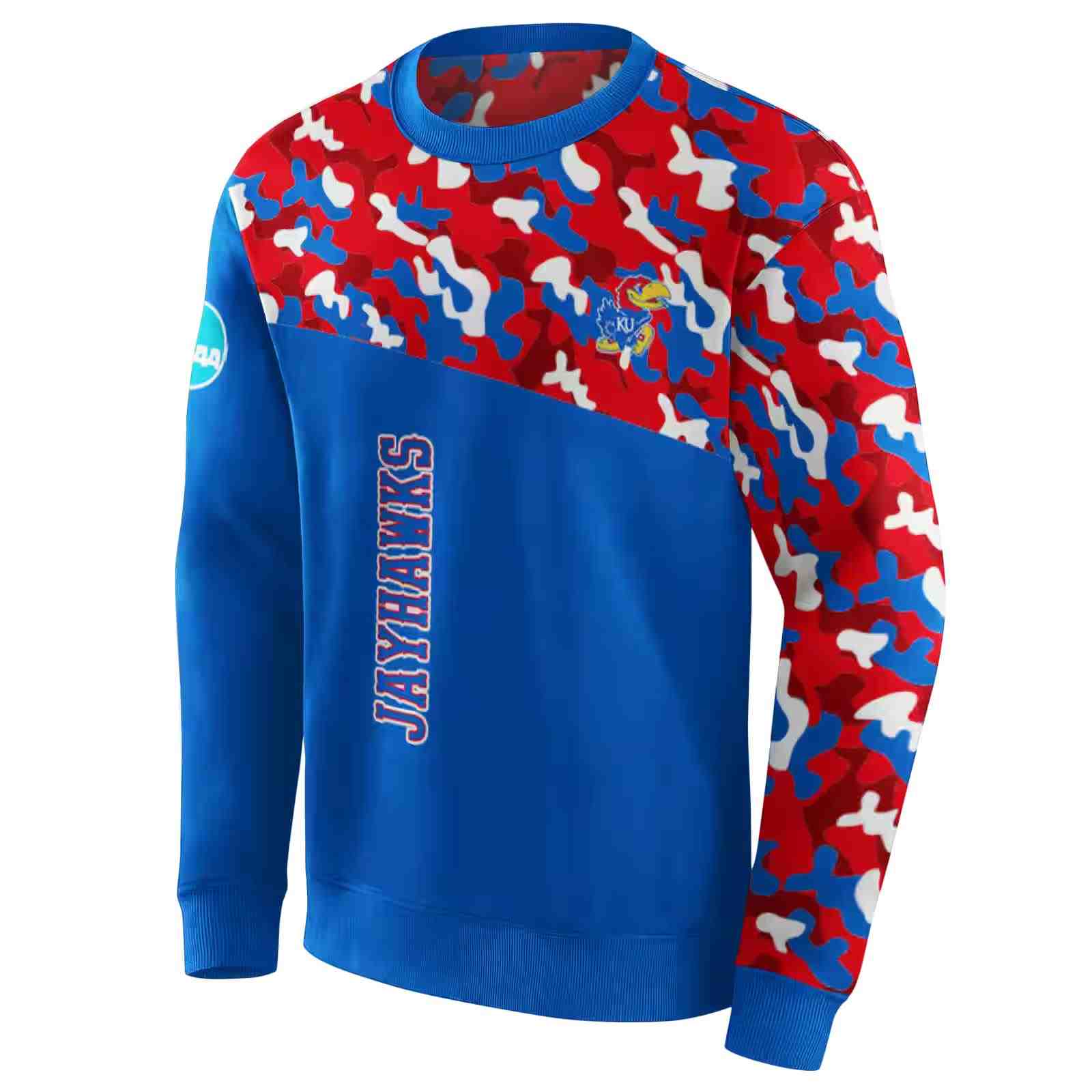 customized kansas jayhawks camo pattern blue hoodie new arrival