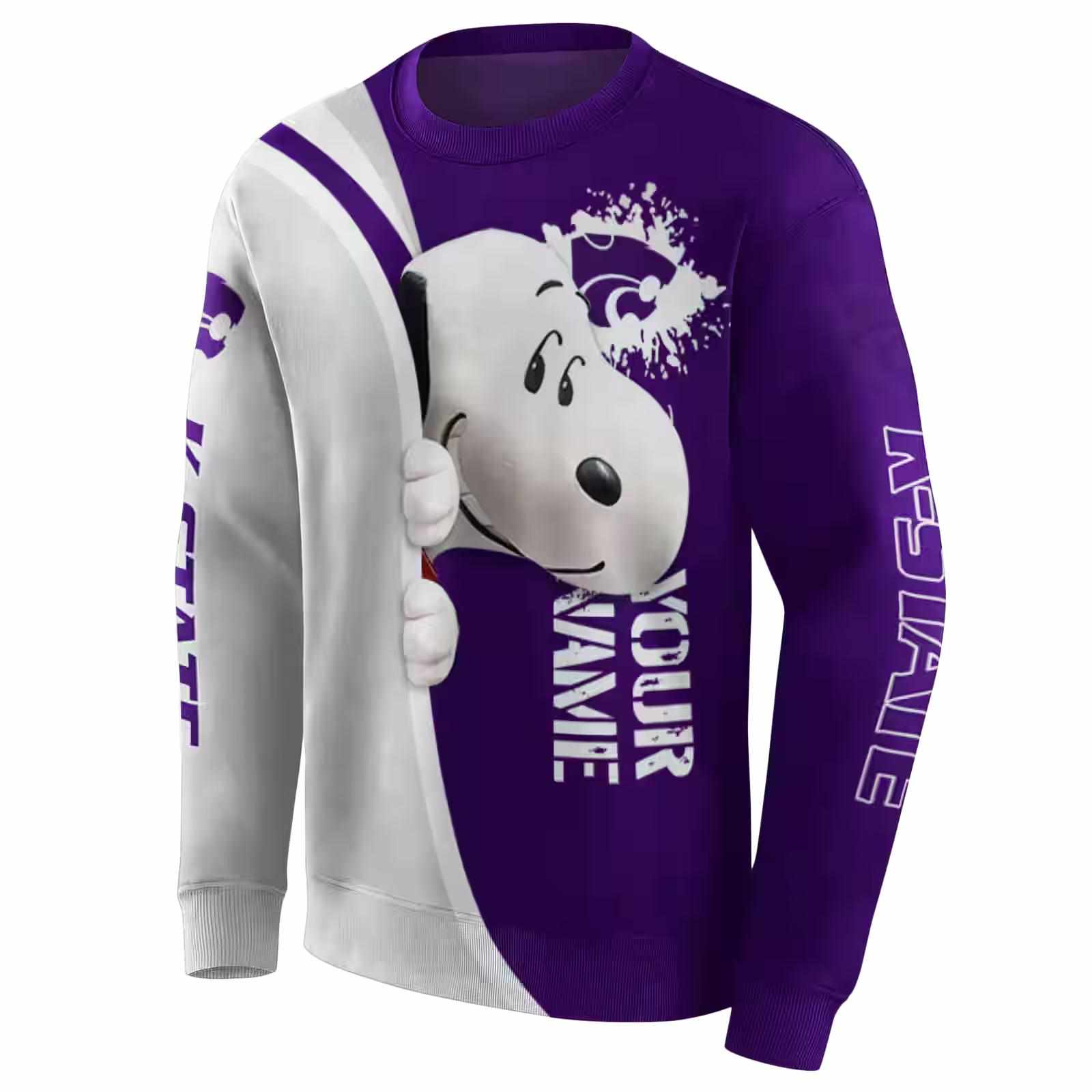 customized kansas state wildcats peeking snoopy purple hoodie new arrival