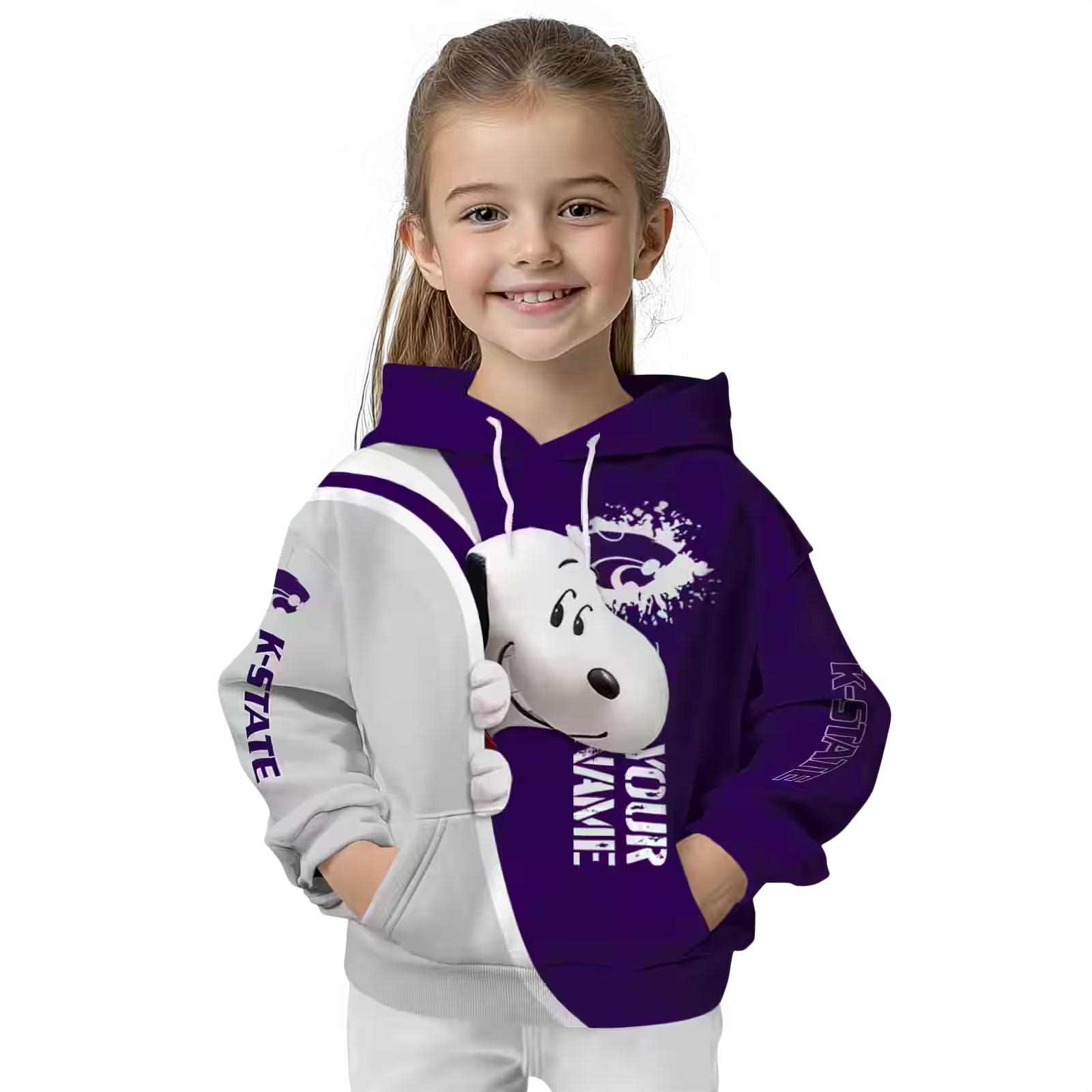 customized kansas state wildcats peeking snoopy purple hoodie top rated