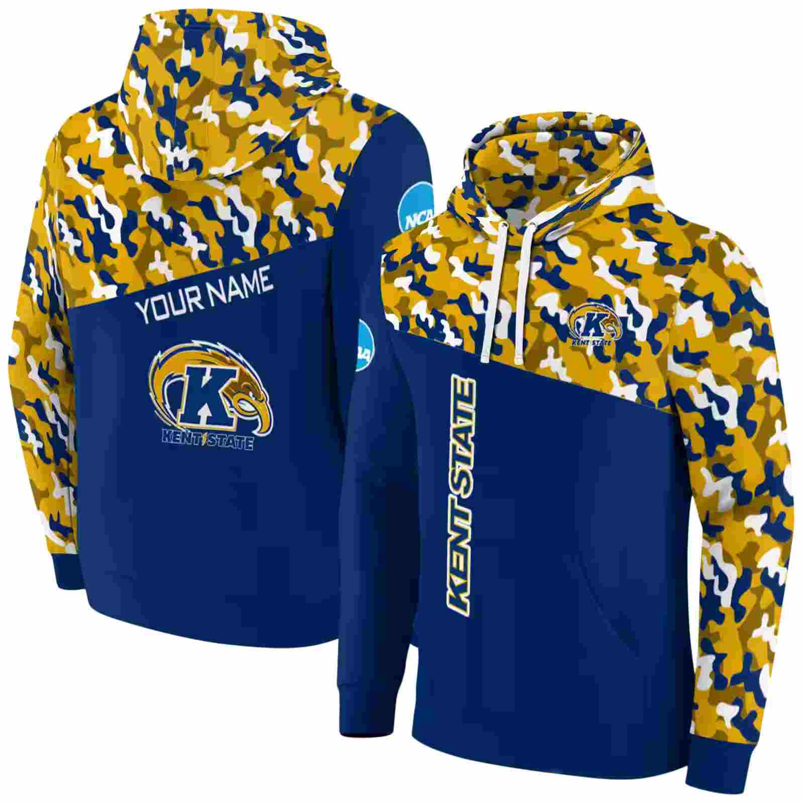 customized kent state golden flashes camo pattern navy blue hoodie fashion forward