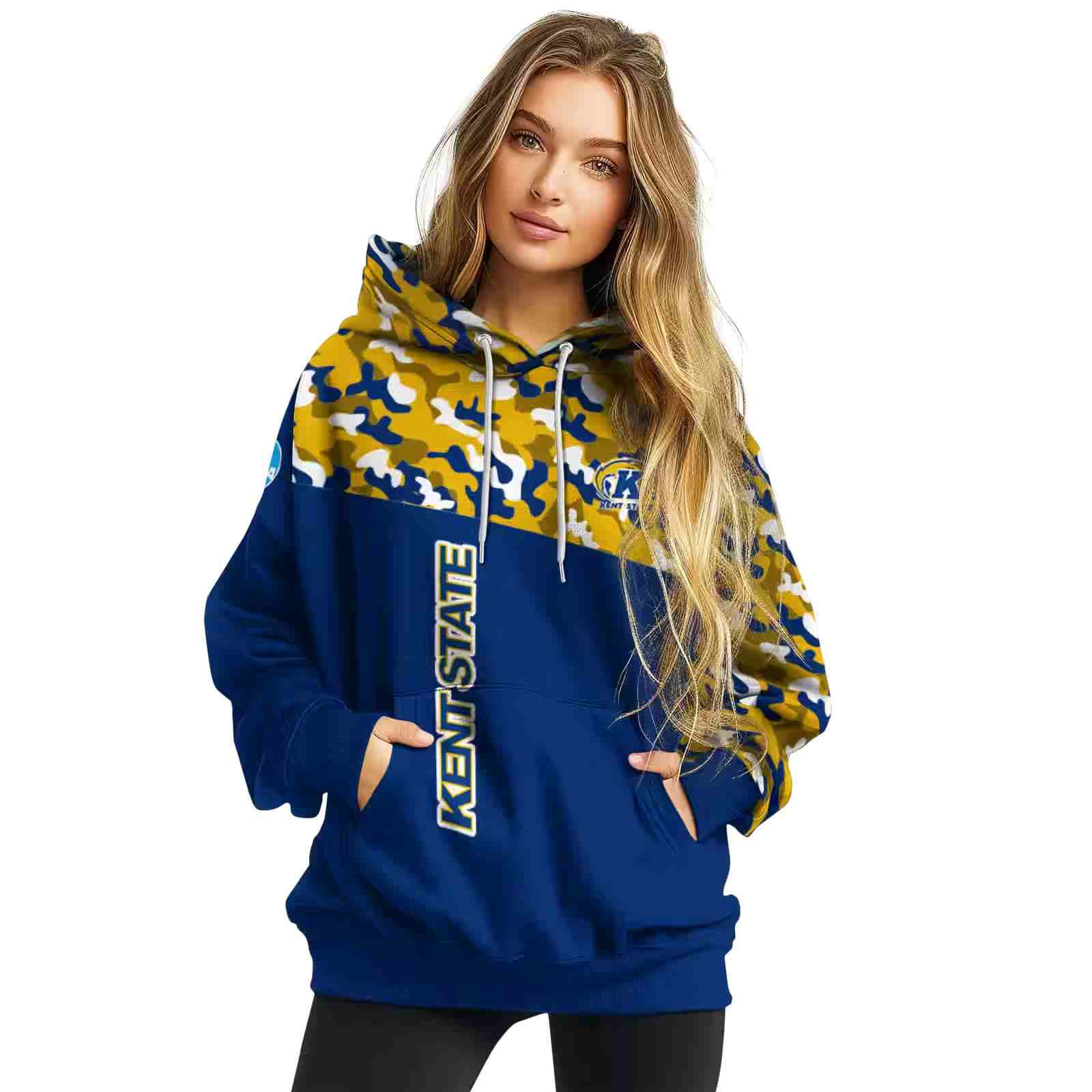 customized kent state golden flashes camo pattern navy blue hoodie high quality