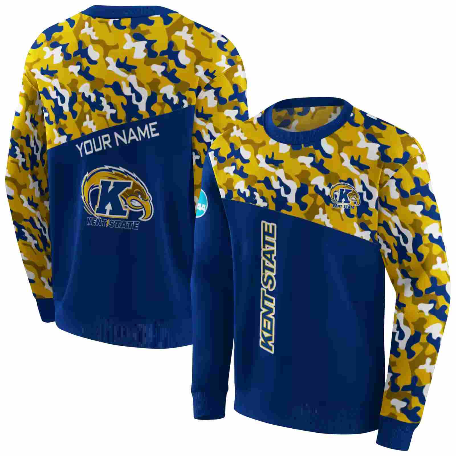 customized kent state golden flashes camo pattern navy blue hoodie premium grade