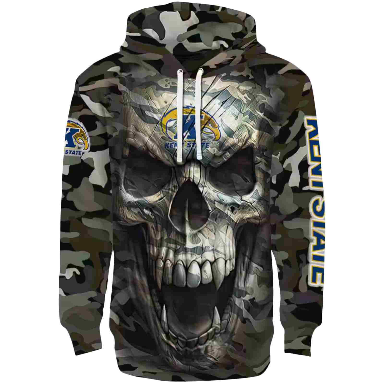 Customized Kent State Golden Flashes Camo Skull Hoodie