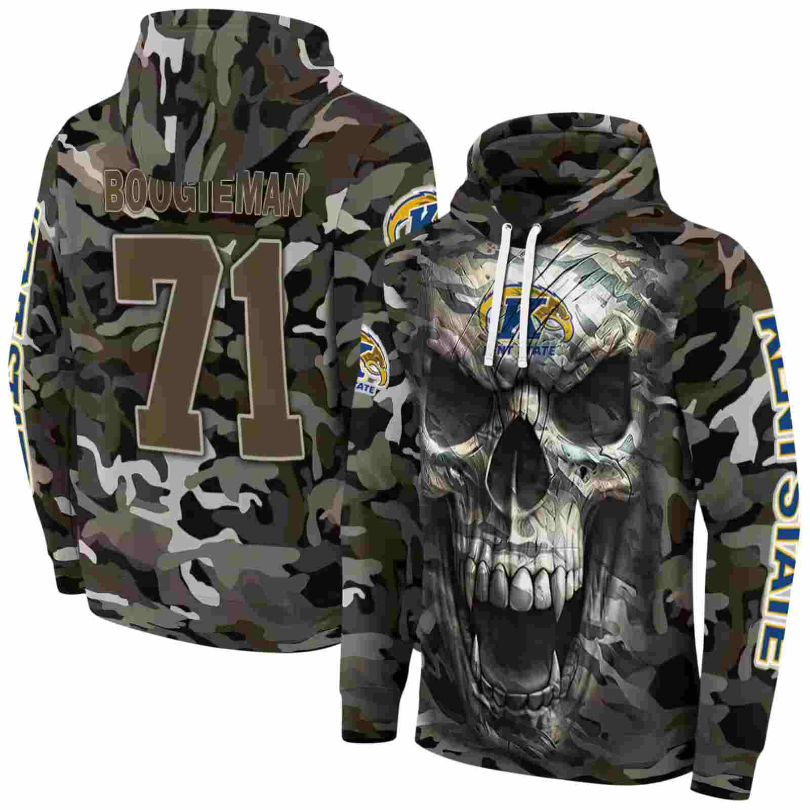 customized kent state golden flashes camo skull hoodie fashion forward