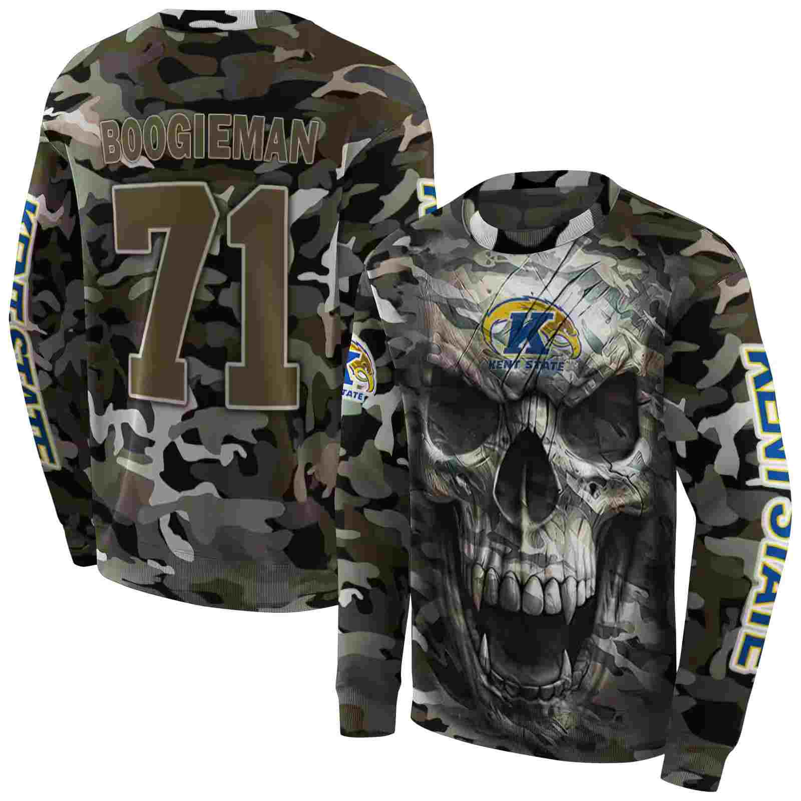 customized kent state golden flashes camo skull hoodie premium grade